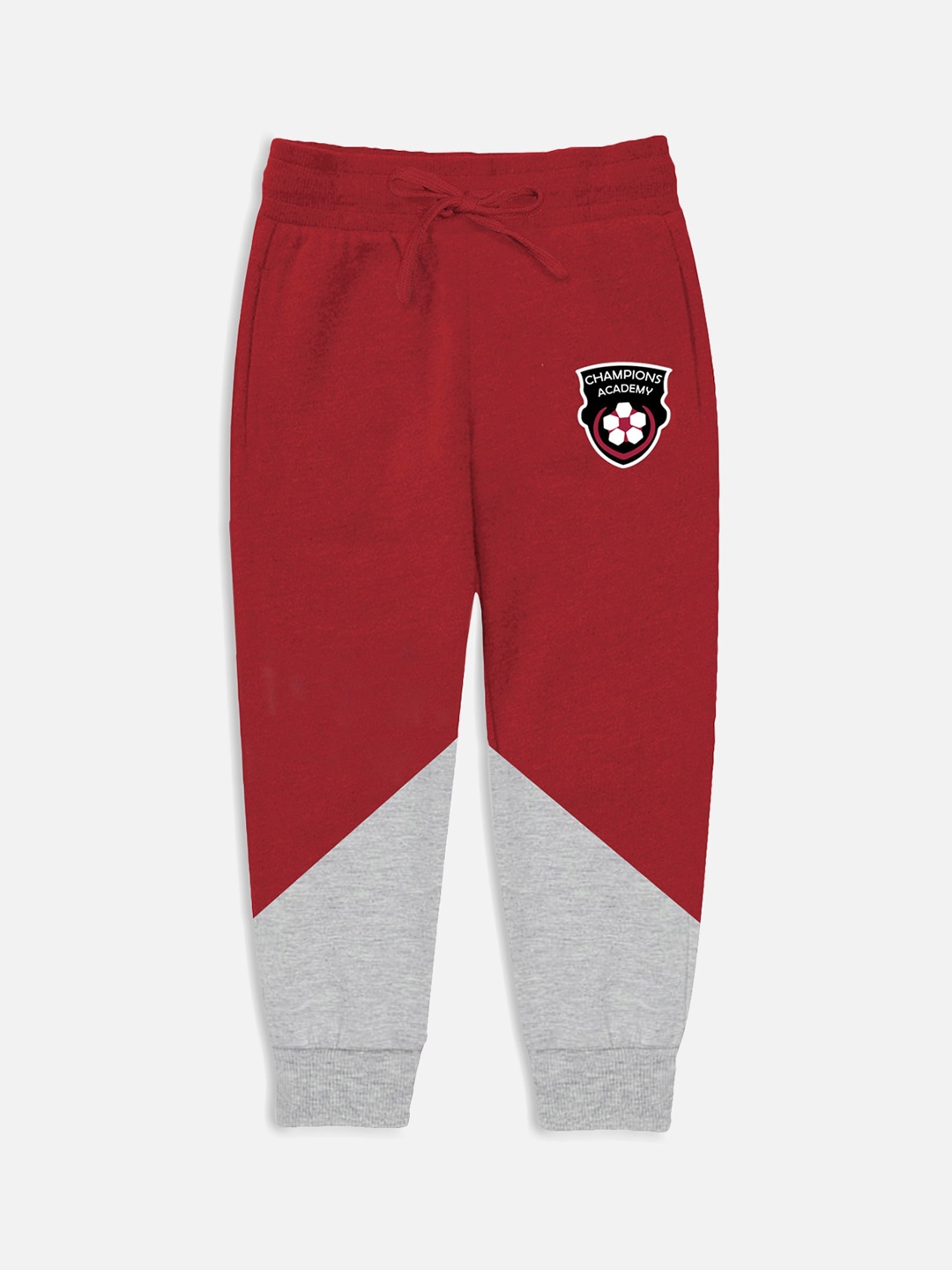 

Miss & Chief Boys Red & Grey Solid Pure Cotton Joggers