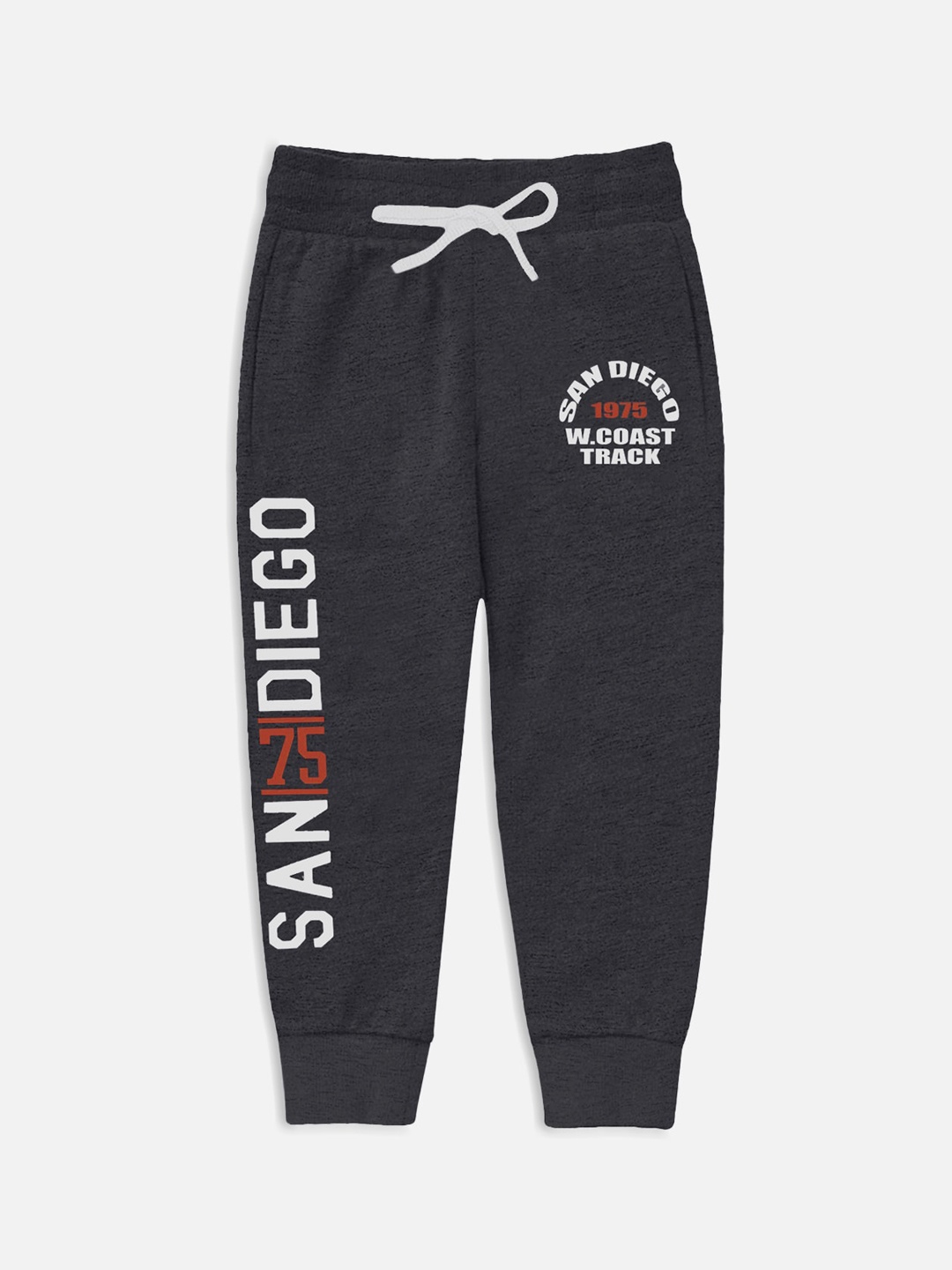 

Miss & Chief Boys Grey Printed Pure Cotton Joggers