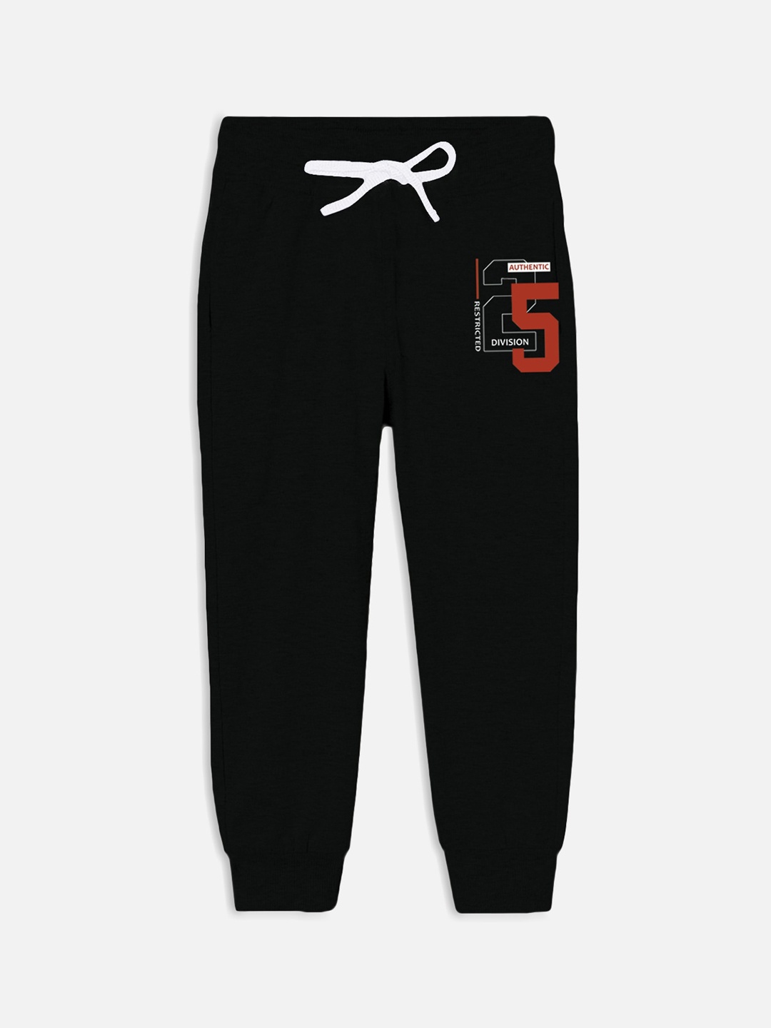 

Miss & Chief Boys Black & Red Solid Pure Cotton Joggers