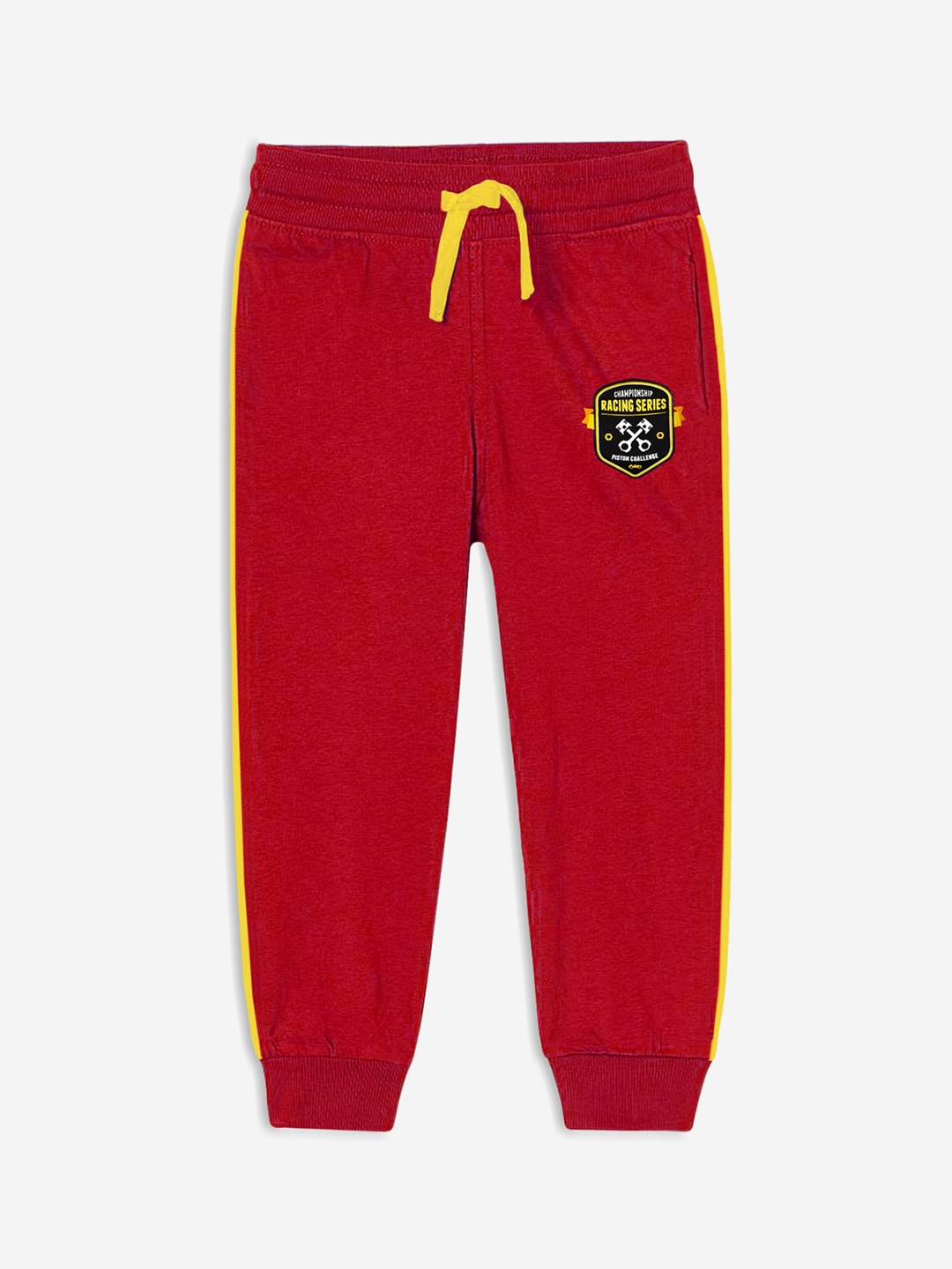 

Miss & Chief Boys Red Solid Pure Cotton Joggers