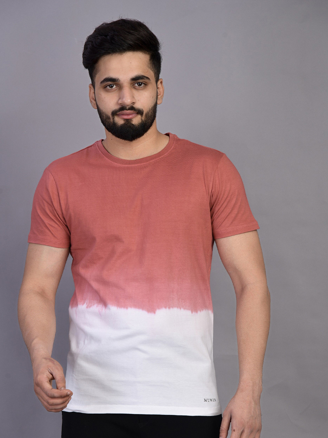 

MUWIN Men Burgundy Colourblocked Organic Cotton T-shirt