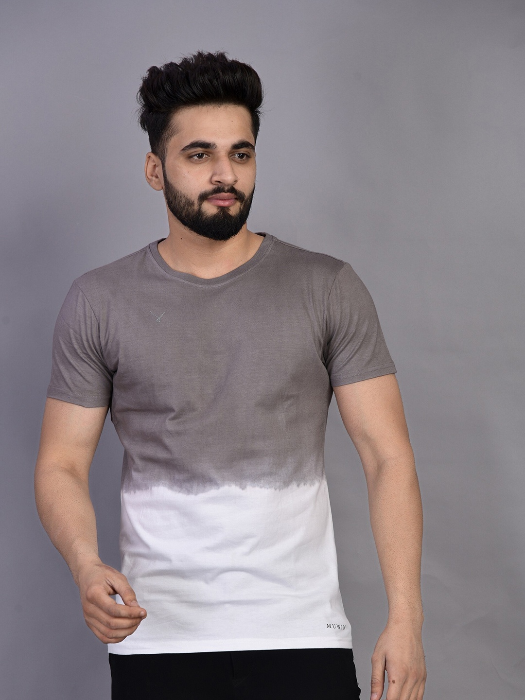 

MUWIN Men Grey Organic Cotton T-shirt