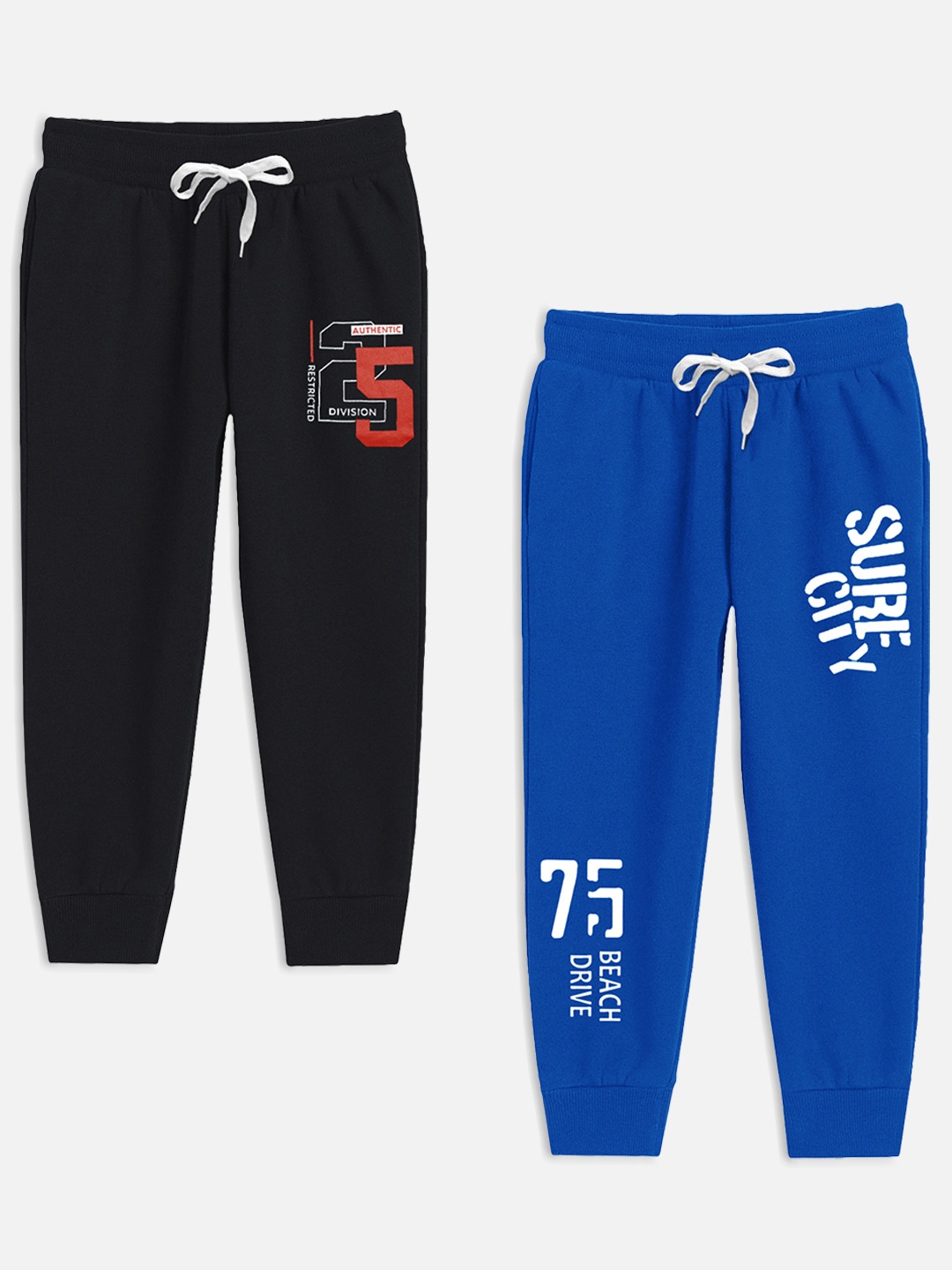

Miss & Chief Boys Pack Of 2 Printed Cotton Joggers, Black