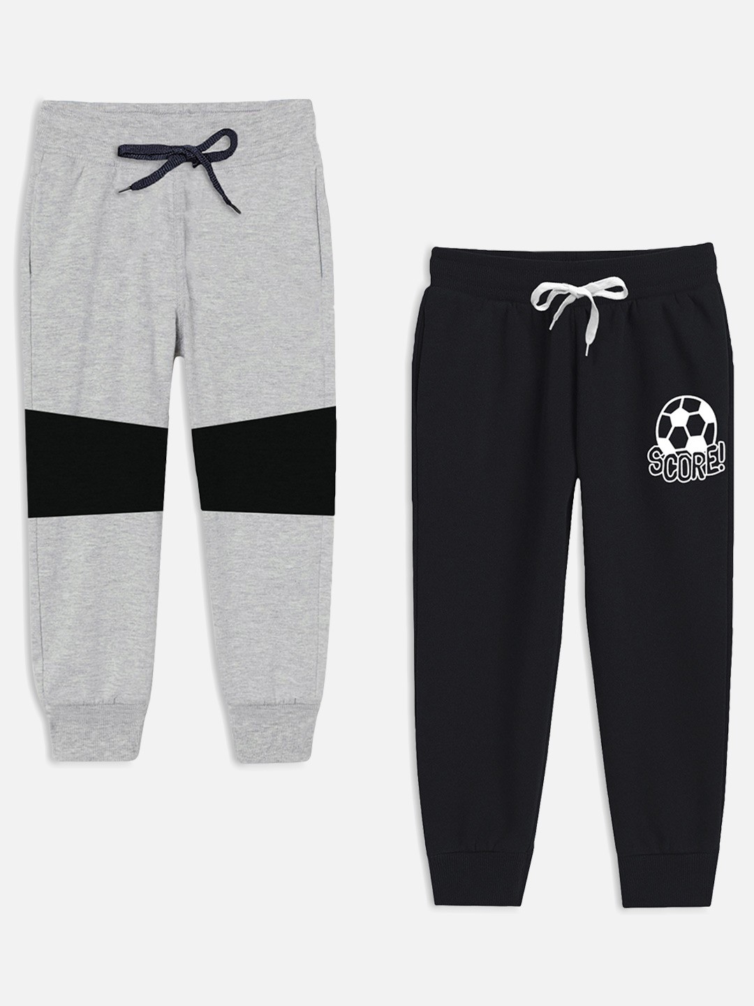 

Miss & Chief Boys Pack Of 2 Solid Pure Cotton Joggers, Black