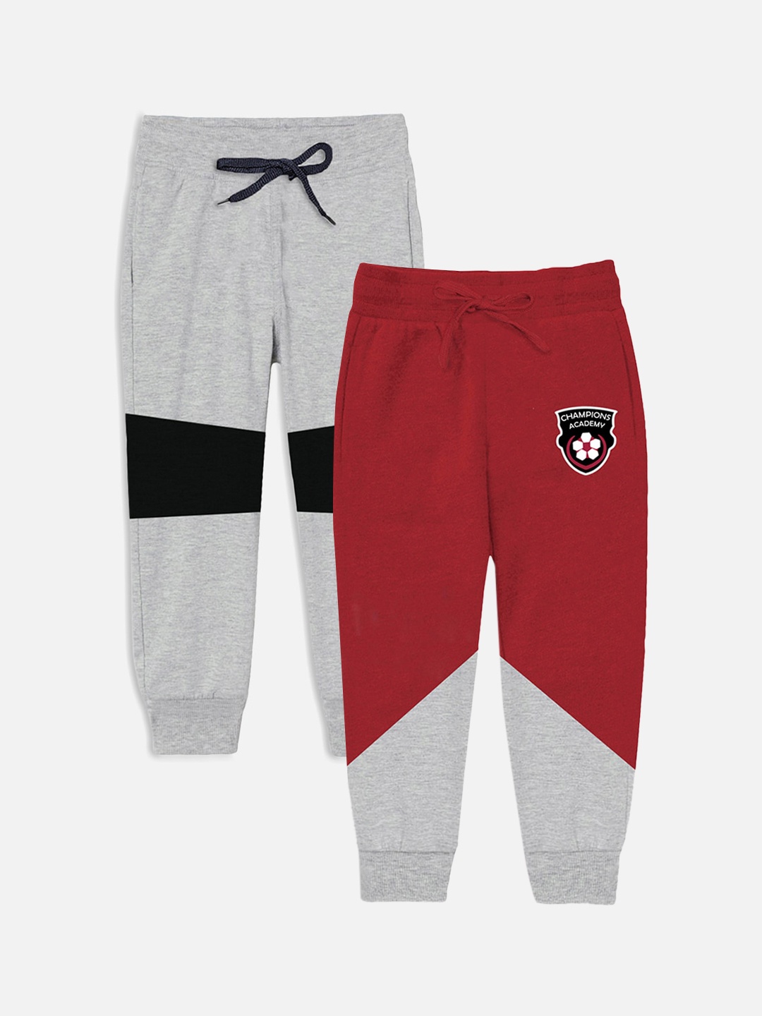 

Miss & Chief Boys Pack Of 2 Solid Pure Cotton Joggers, Red