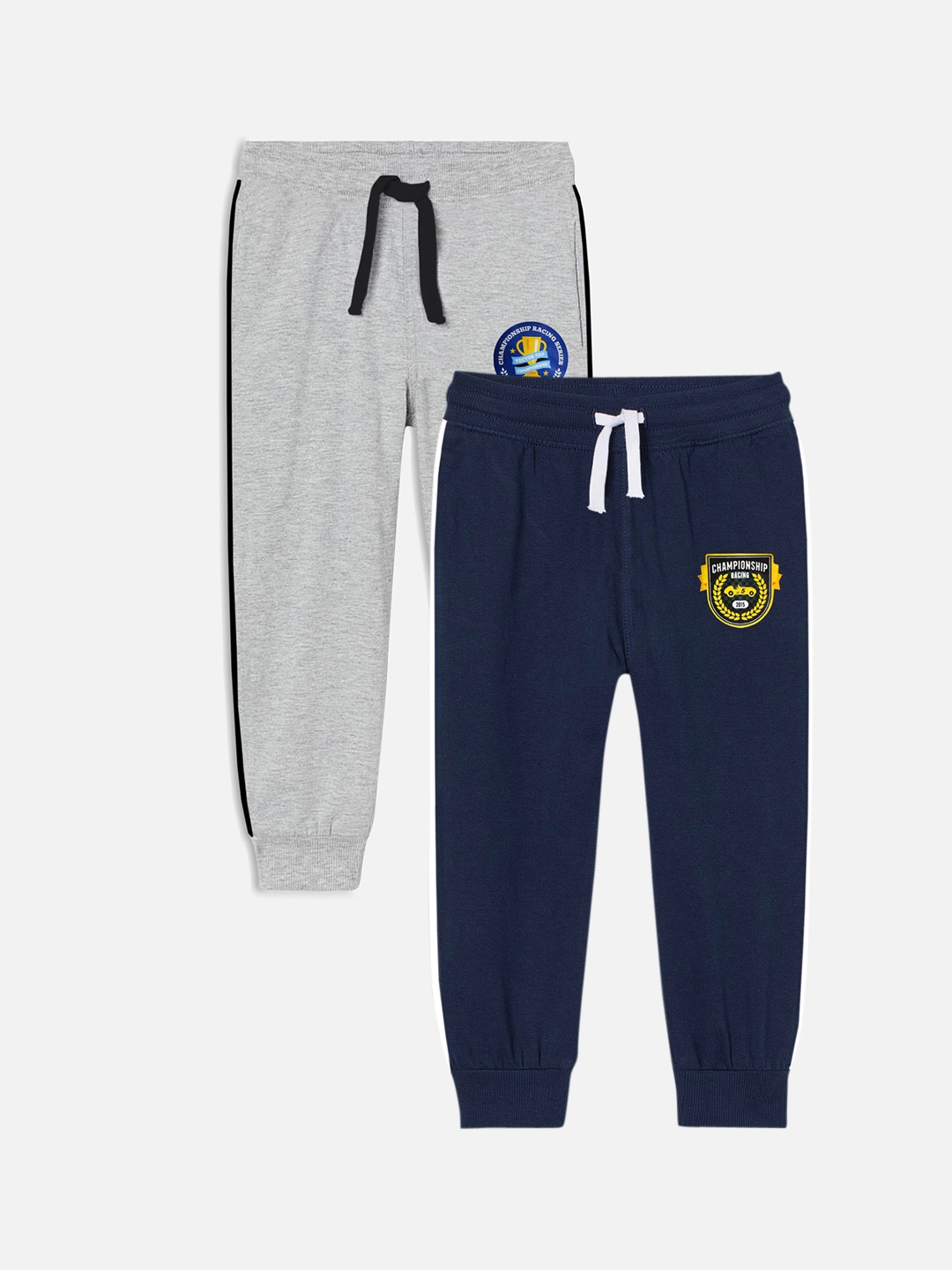 

Miss & Chief Boys Pack Of 2 Solid Pure Cotton Joggers, Blue
