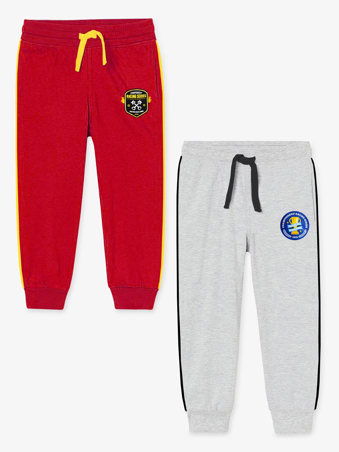 

Miss & Chief Boys Pack Of 2 Printed Pure Cotton Joggers, Red