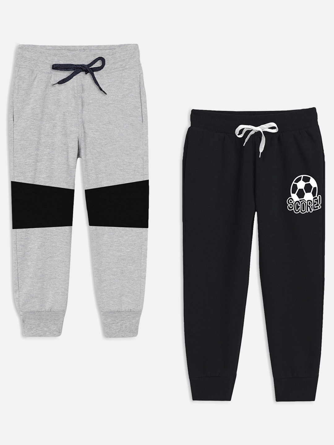 

Miss & Chief Boys Pack Of 2 Solid Pure Cotton Joggers, Black