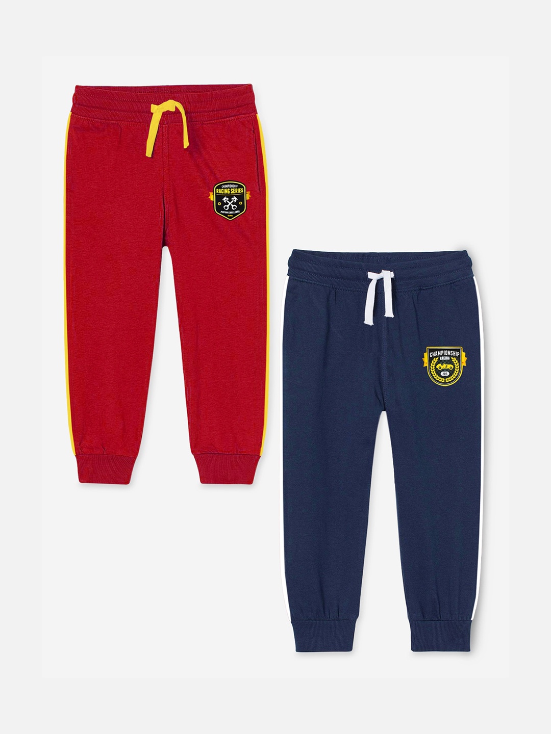 

Miss & Chief Boys Pack Of 2 Blue & Red Printed Joggers