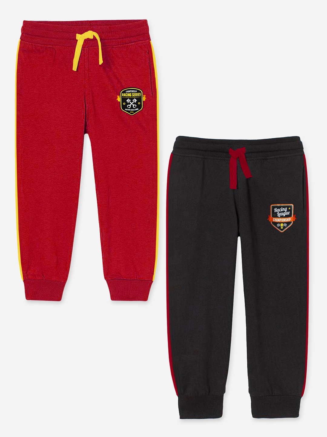 

Miss & Chief Boys Pack Of 2 Solid Pure Cotton Joggers, Red