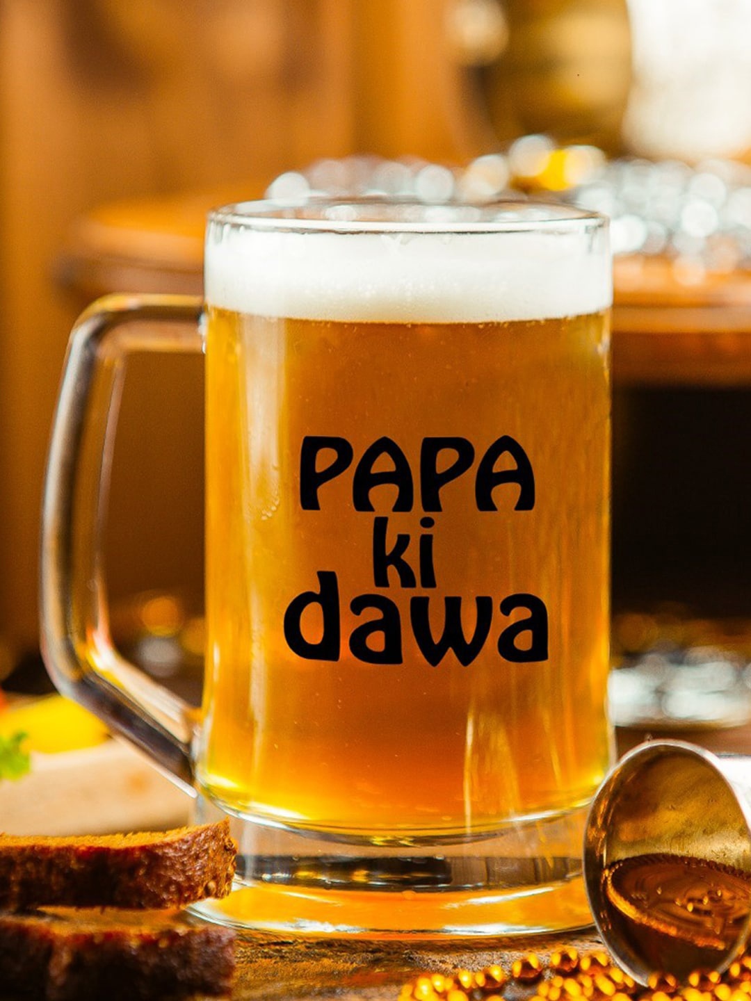

Indigifts Transparent Papa Ki Dawa Printed Beer Mugs