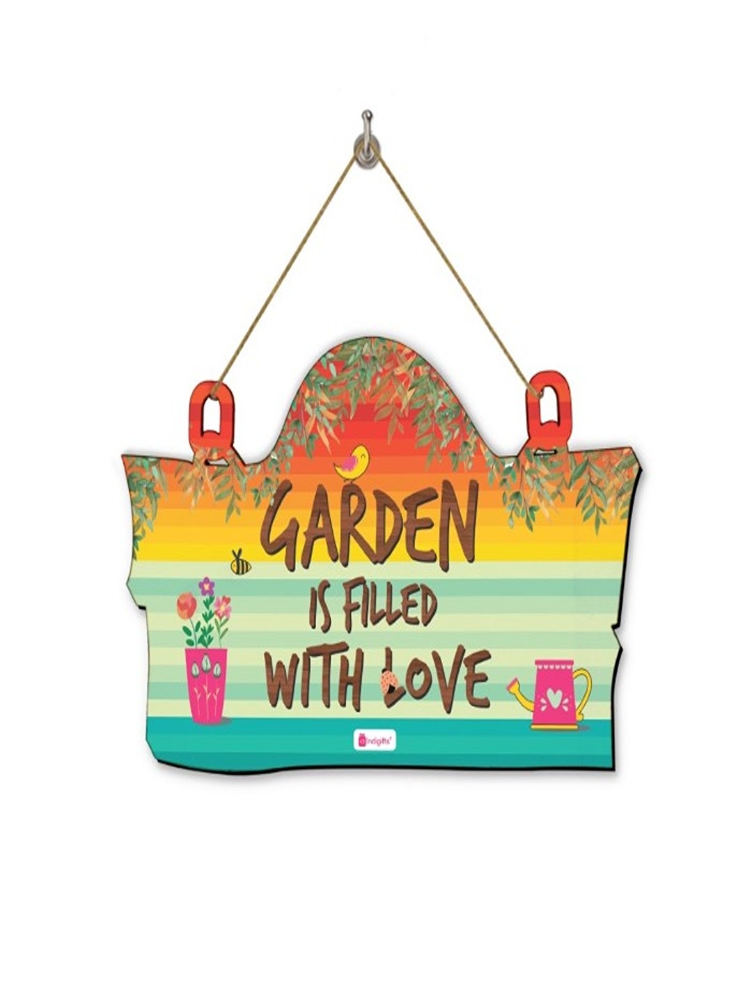 Indigifts Garden Filled With Love Typography Print Wall Hanging, Green