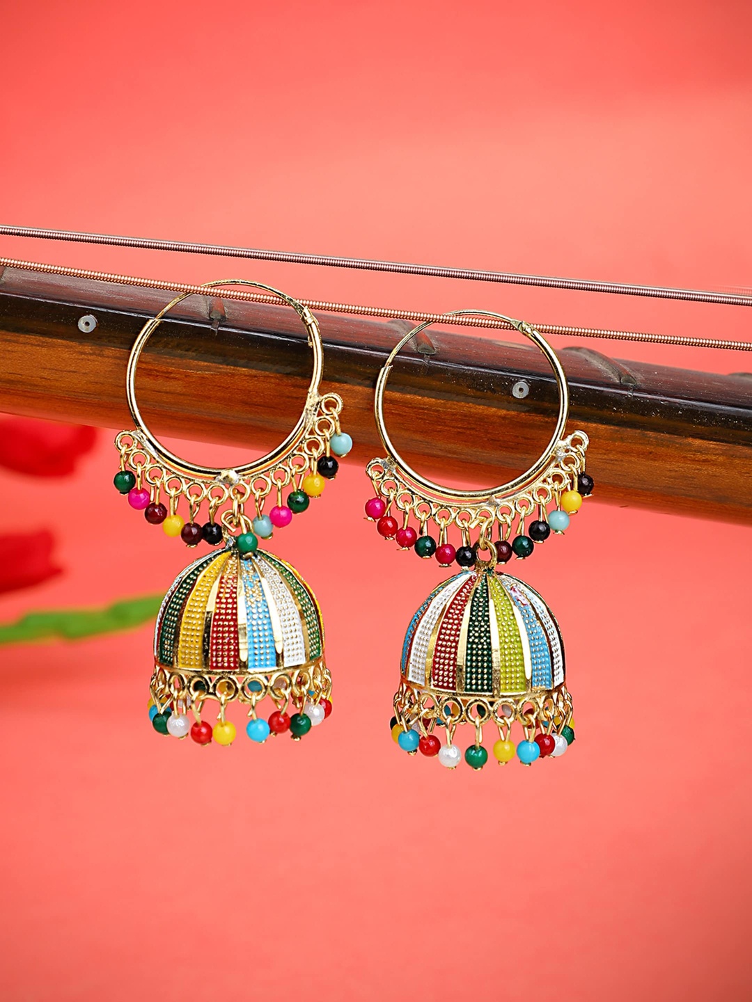 

ANIKAS CREATION Multicoloured Contemporary Jhumkas Earrings, Multi