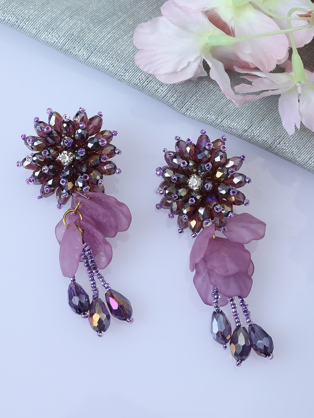 

Bhana Fashion Mauve Contemporary Drop Earrings