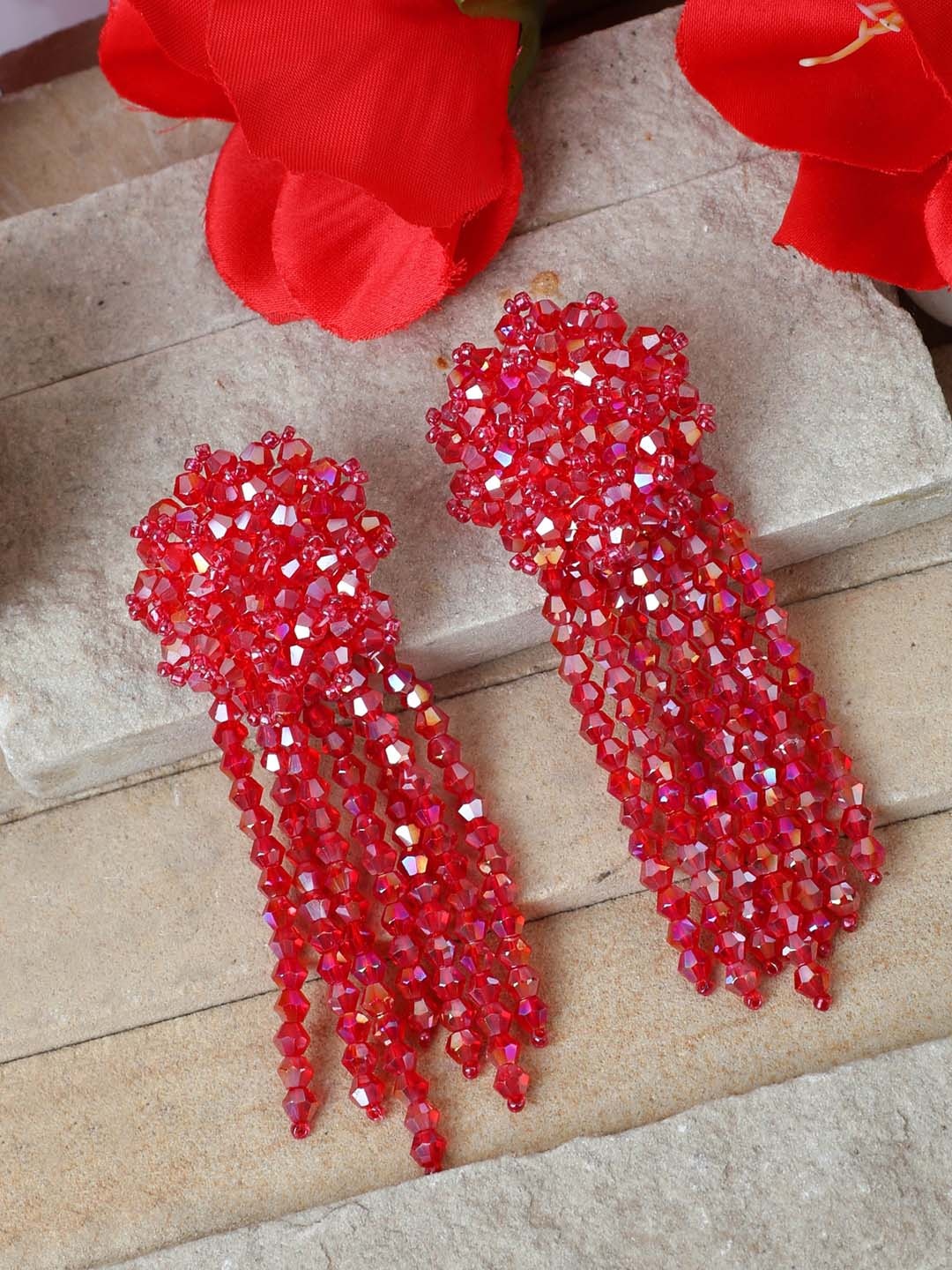 

Bhana Fashion Red Contemporary Drop Earrings