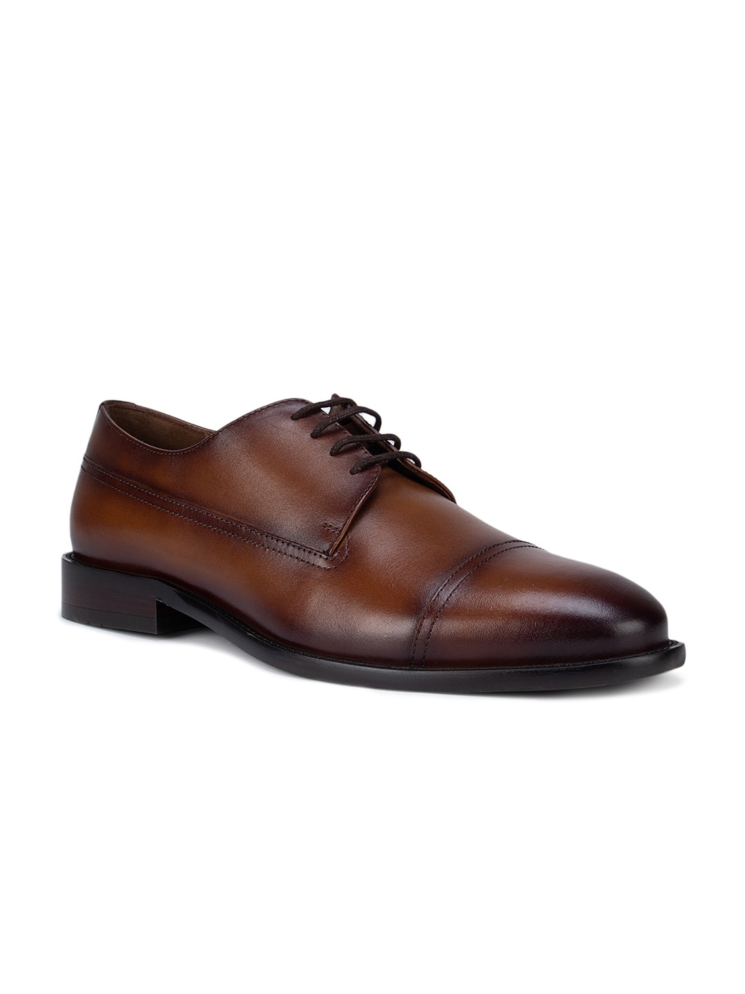 

ROSSO BRUNELLO Men Brown Solid Leather Formal Derbys