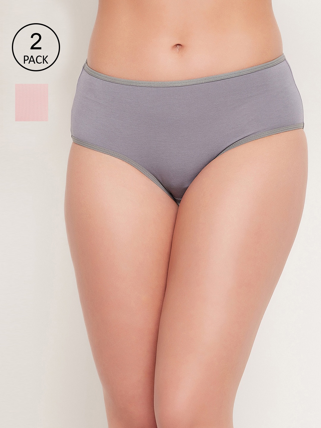 

Clovia Women Pack Of 2 Solid Hipster Briefs, Pink
