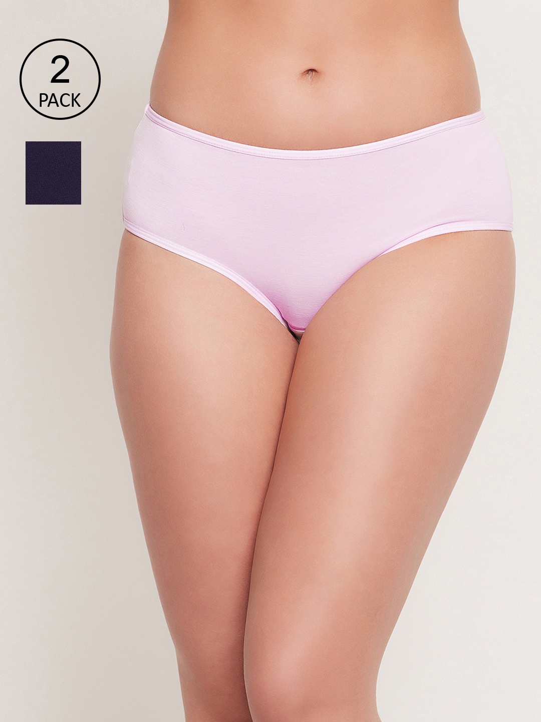 

Clovia Women Pack Of 2 Solid Hipster Briefs, Navy blue