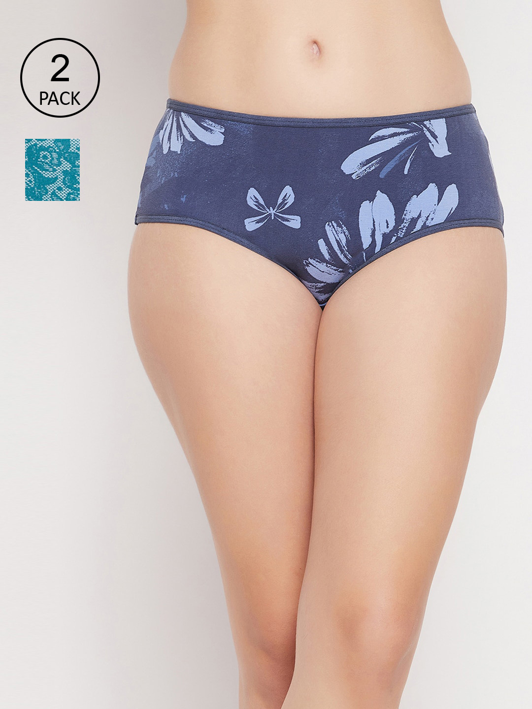 

Clovia Women Pack of 2 Printed Hipster Brief, Green