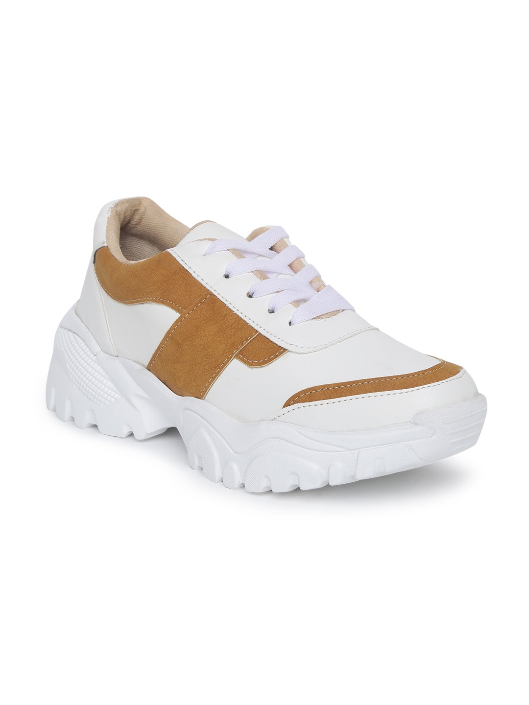 

TRASE Women Tan Colourblocked Sneakers