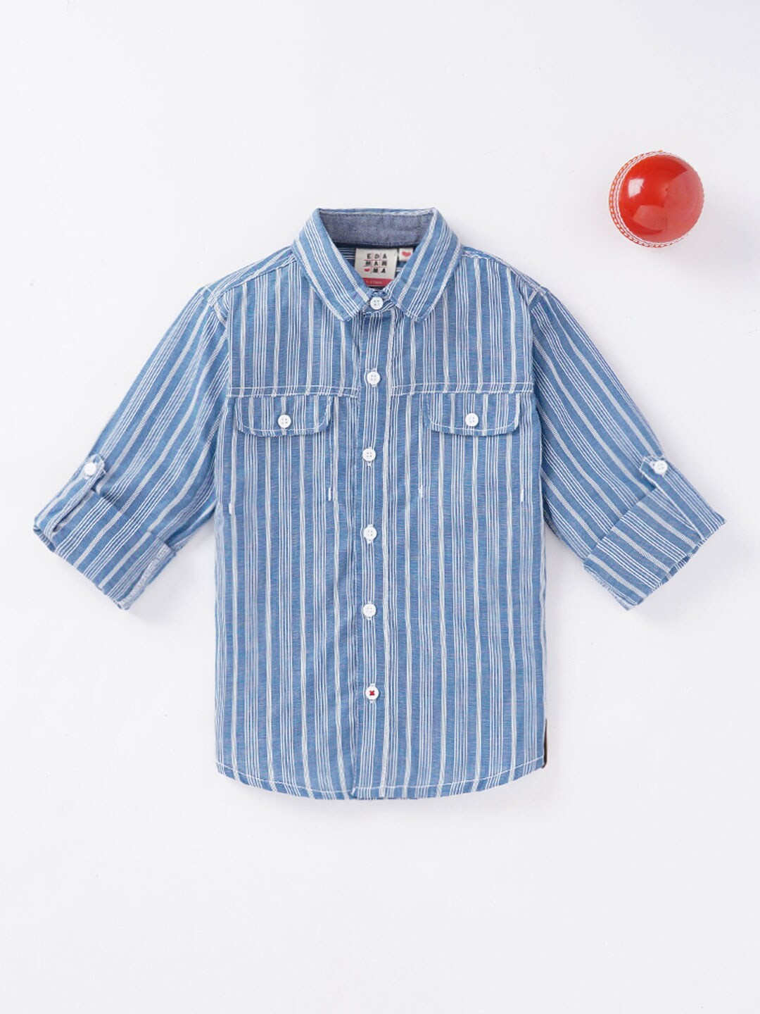 

Ed-a-Mamma Boys Blue Striped Casual Shirt