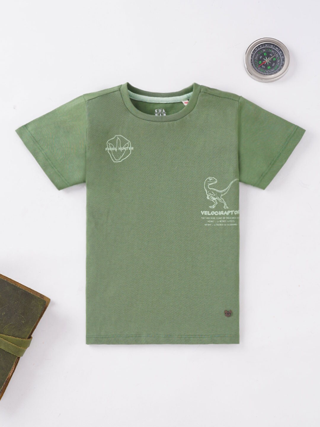 

Ed-a-Mamma Boys Olive Green Applique T-shirt