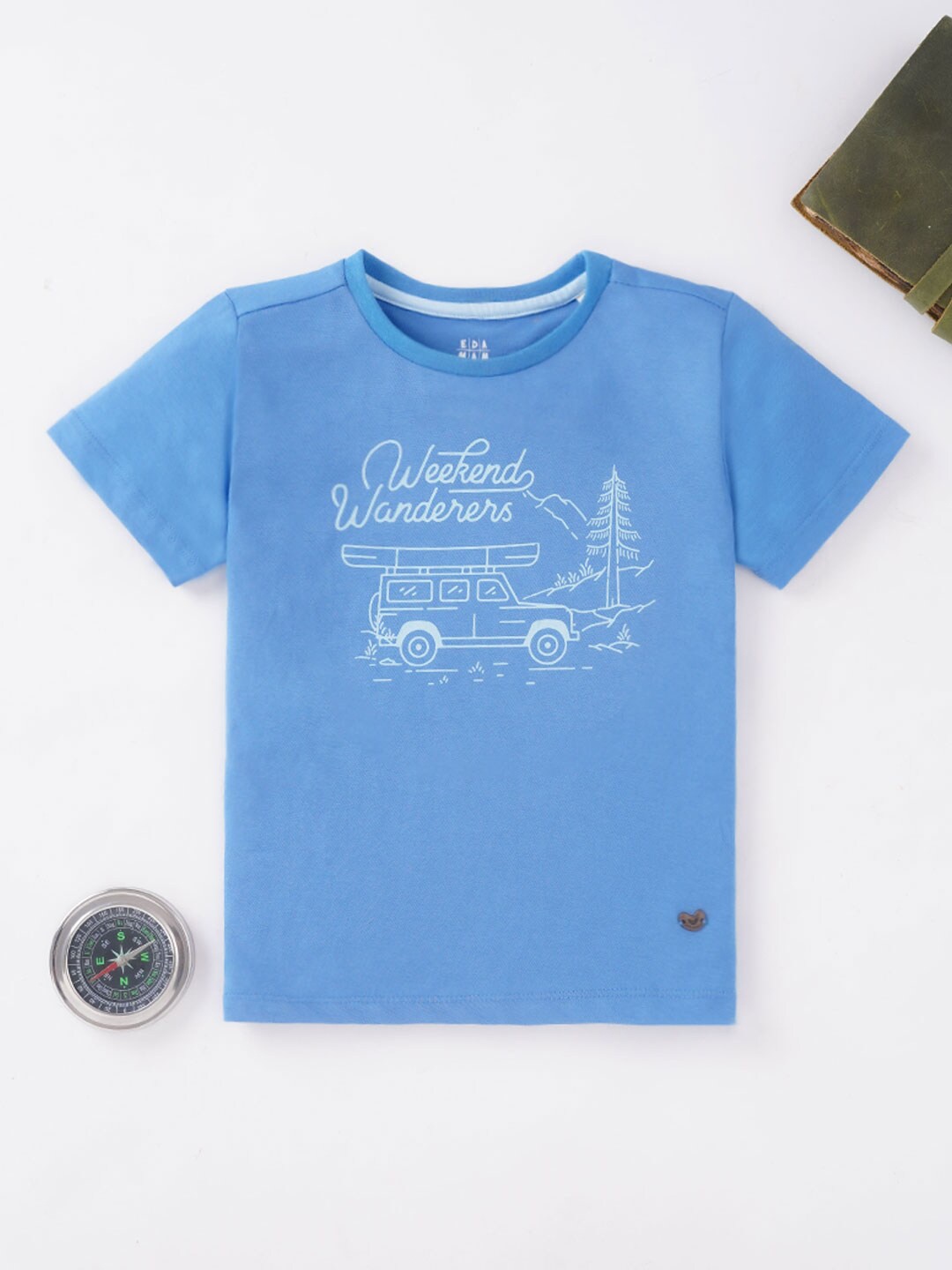 

Ed-a-Mamma Boys Blue Typography Colourblocked Applique T-shirt