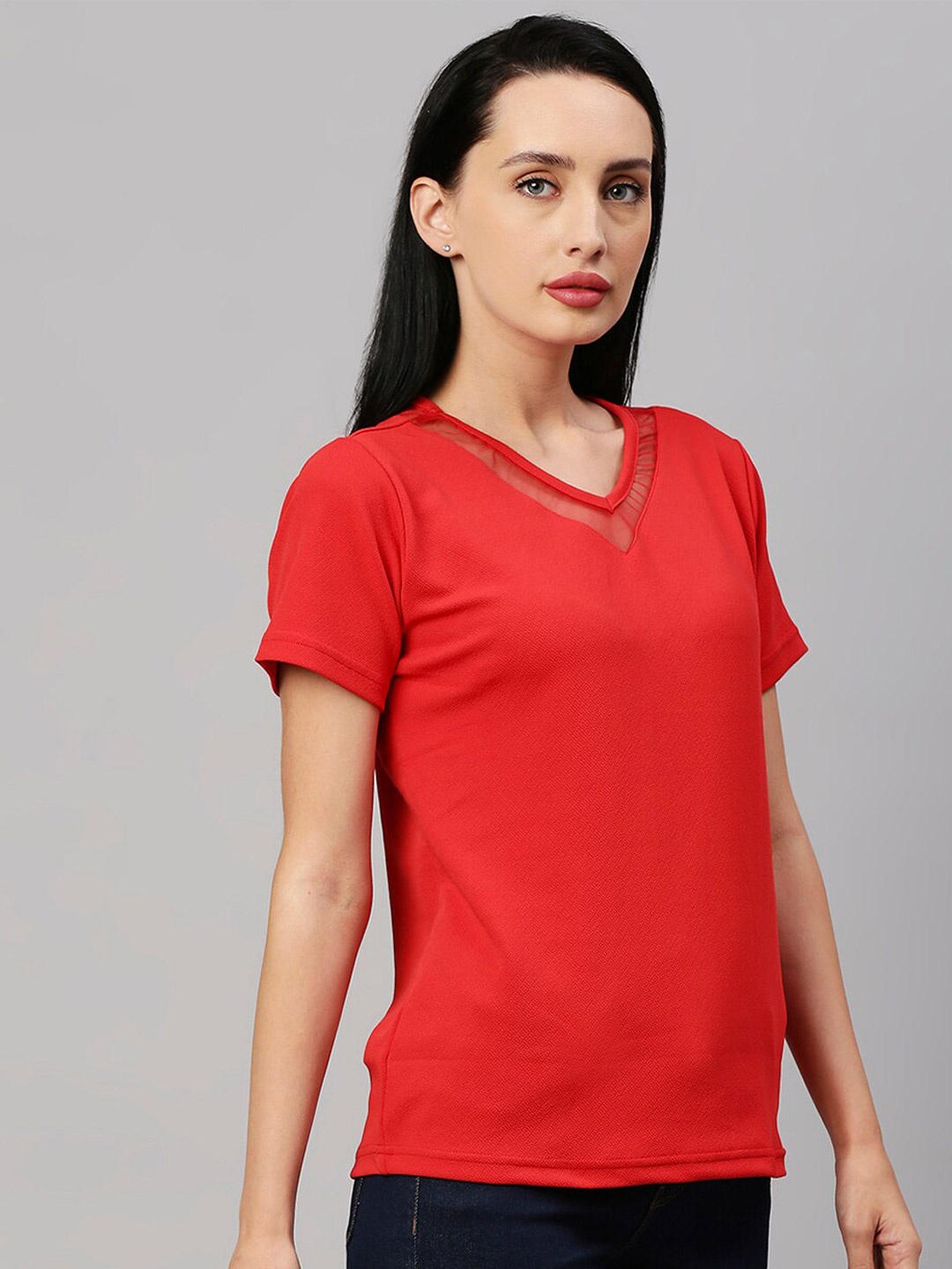 

Pretty Awesome Navy Blue Crepe Top