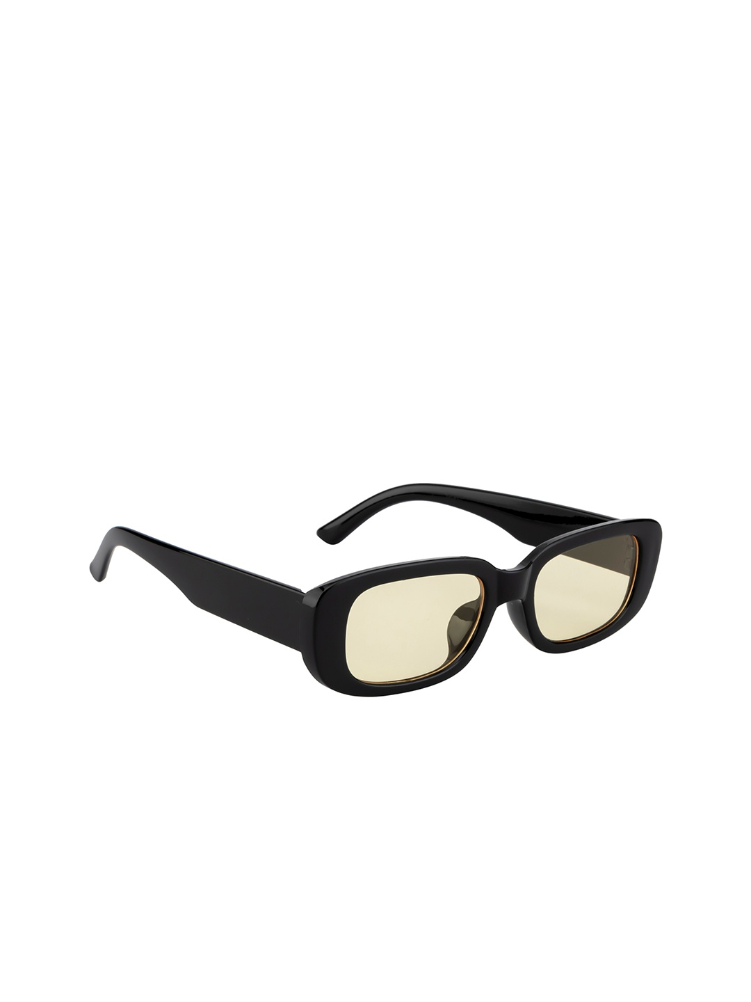 

Ted Smith Unisex Yellow Lens & Black Oval Sunglasses with UV Protected Lens
