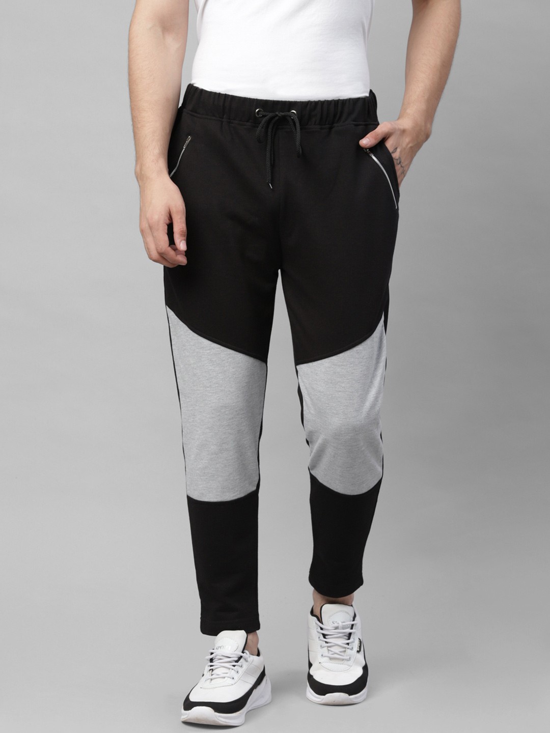 

Rigo Men Black & Grey Colorblocked Cotton Track Pants