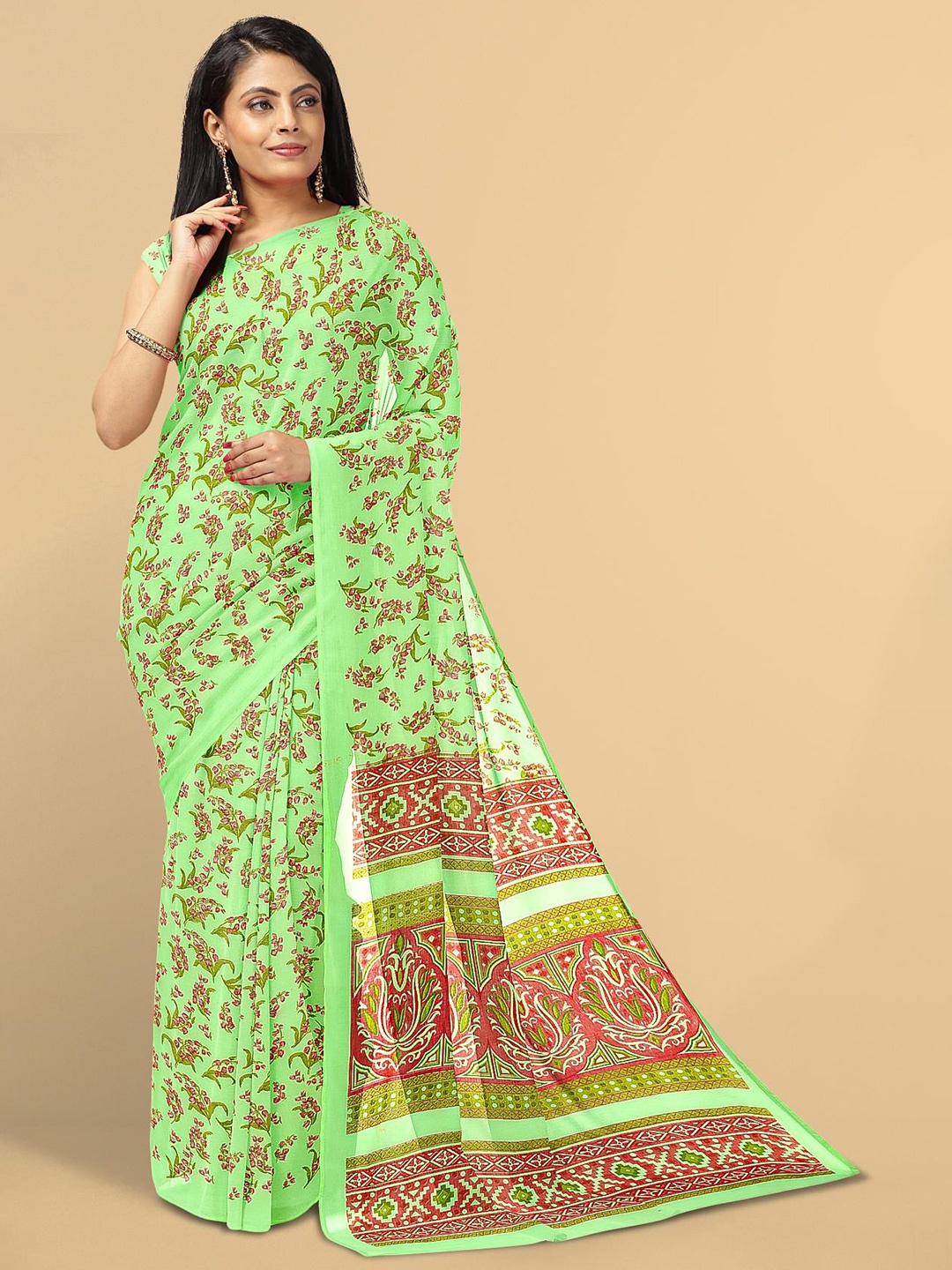 

Kalamandir Green & Brown Floral Saree