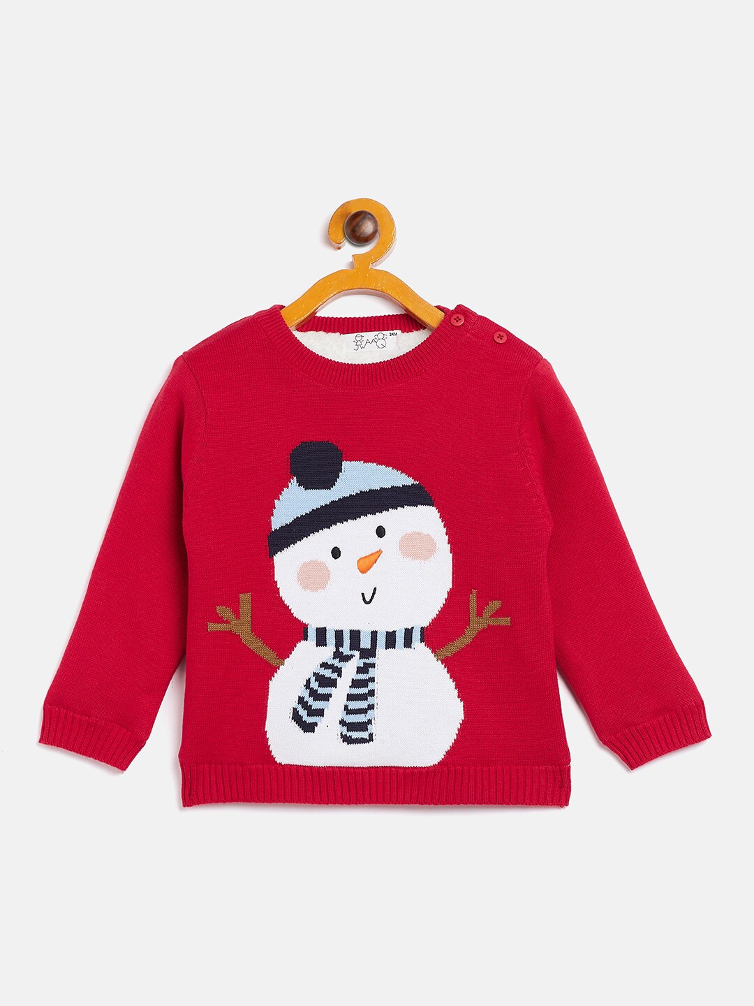 

JWAAQ Unisex Kids Red & White Printed Pullover
