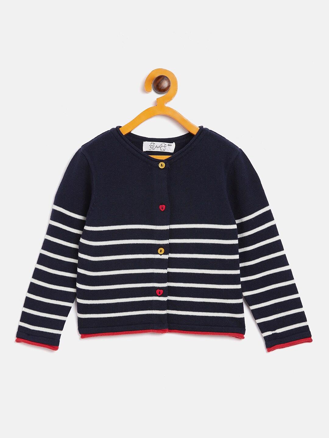 

JWAAQ Girls Navy Blue & White Striped Cardigan