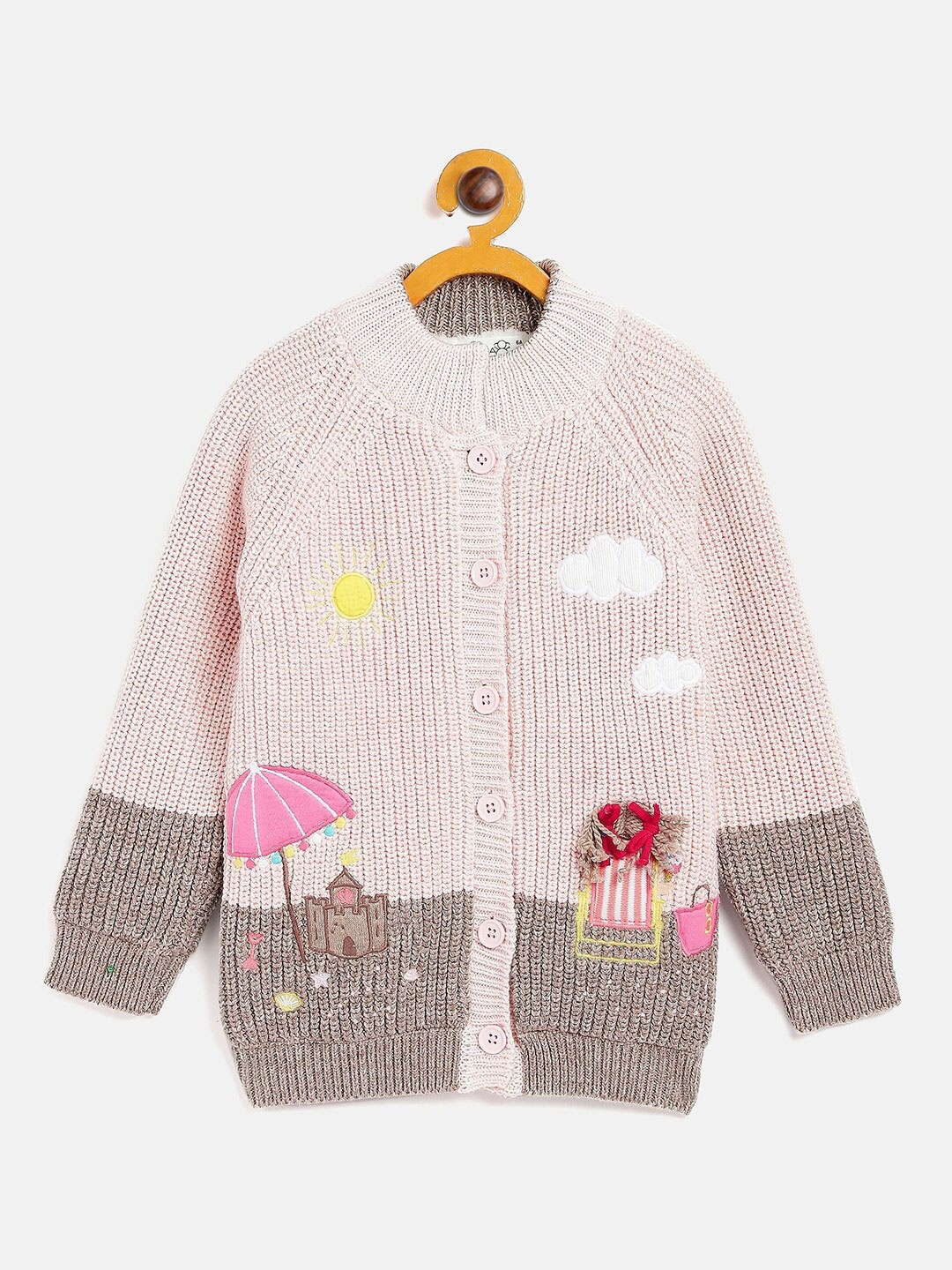 

JWAAQ Girls Pink & Grey Printed Cardigan