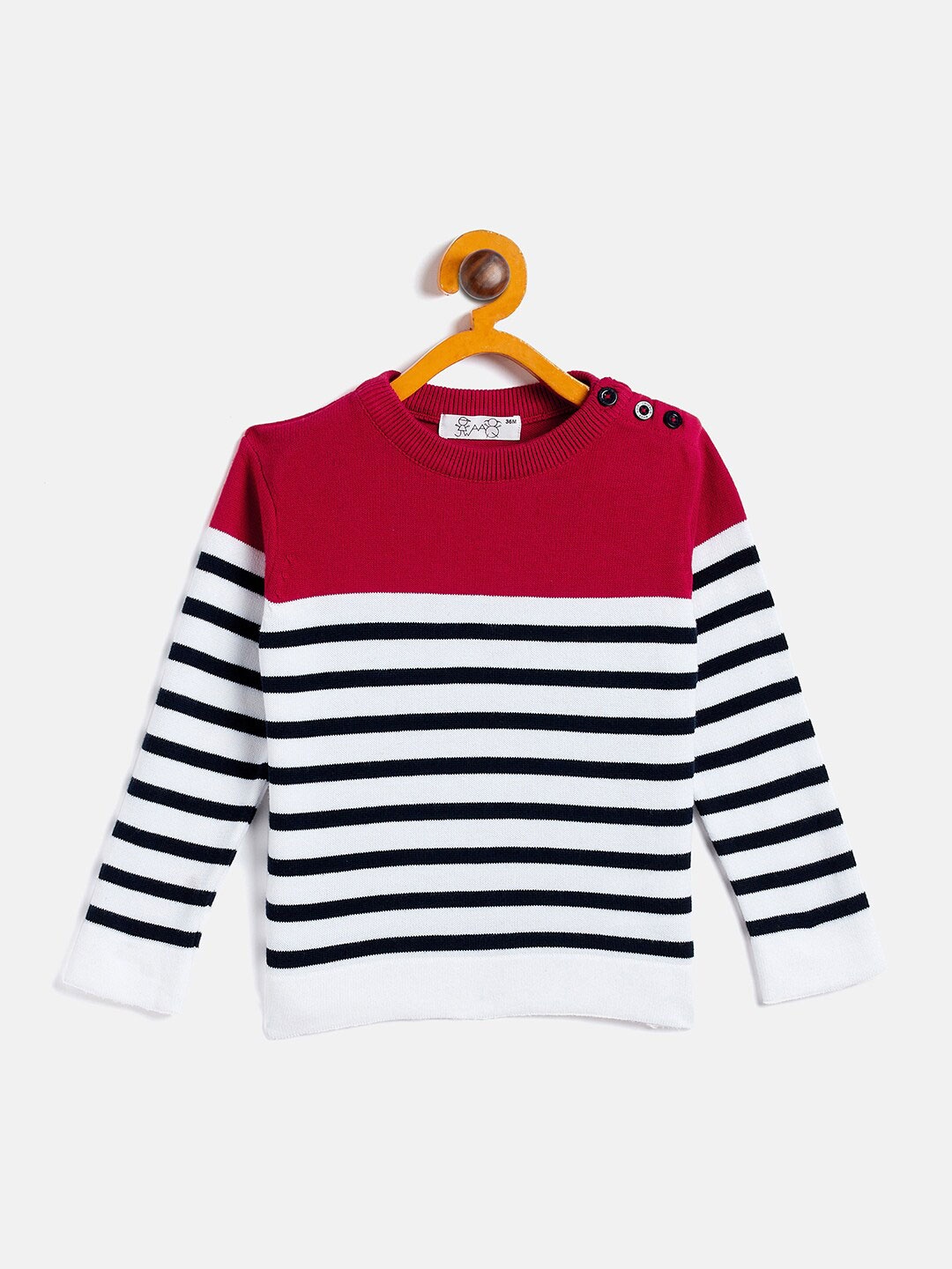 

JWAAQ Unisex Kids Red & White Striped Pullover