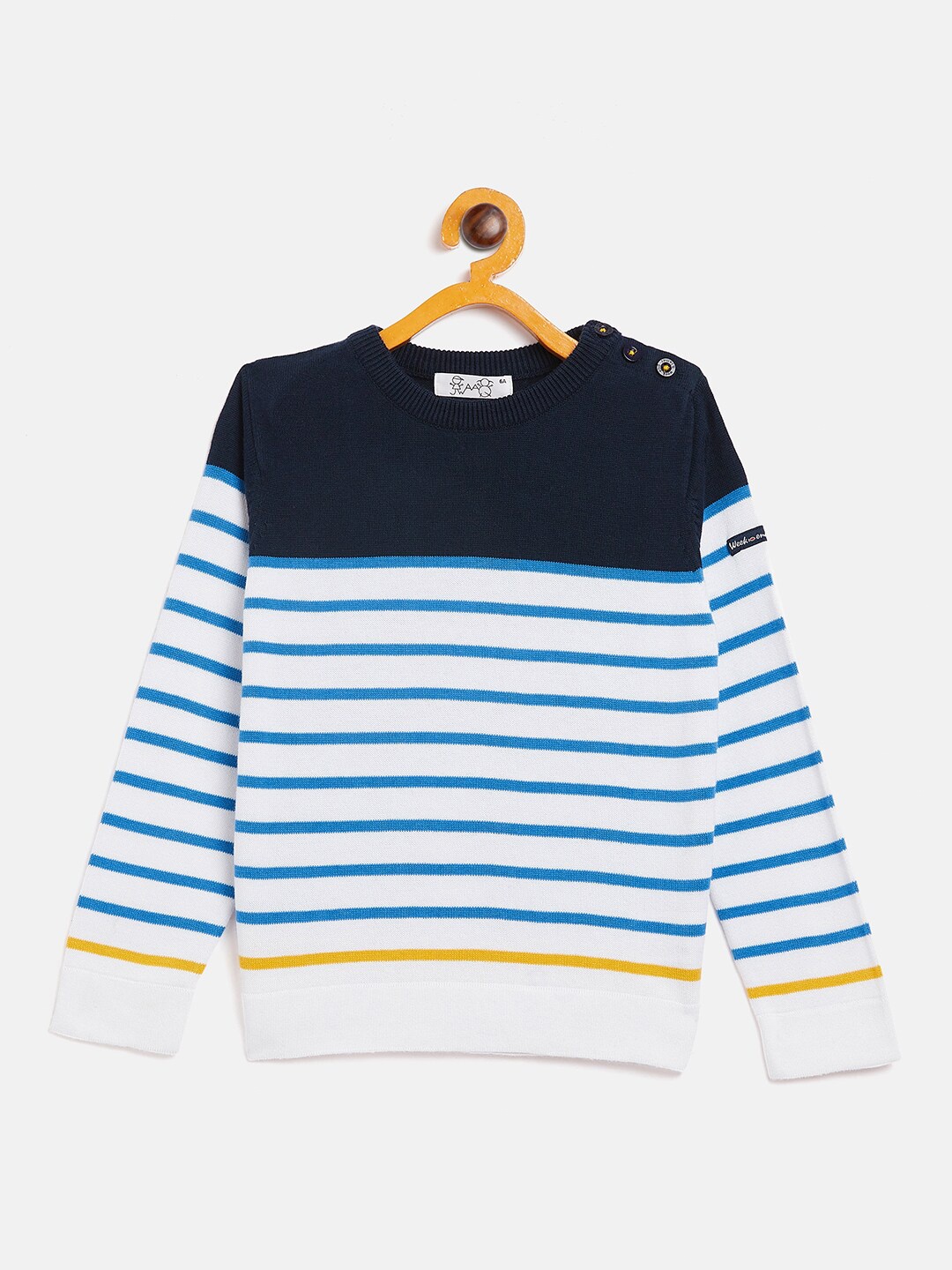 

JWAAQ Unisex Kids Navy Blue & Black Striped Pullover