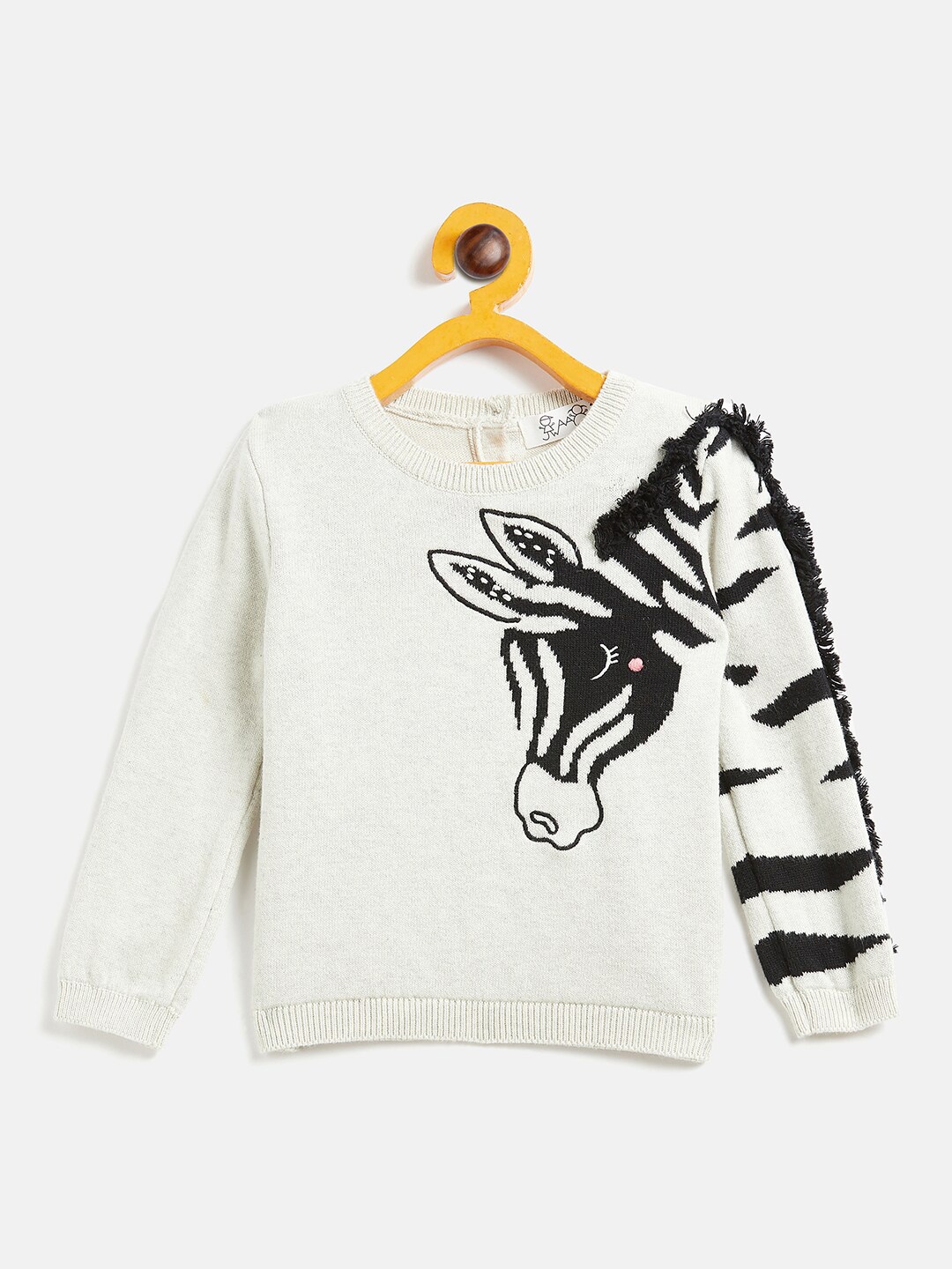 

JWAAQ Unisex Kids Off White & Black Printed Pullover