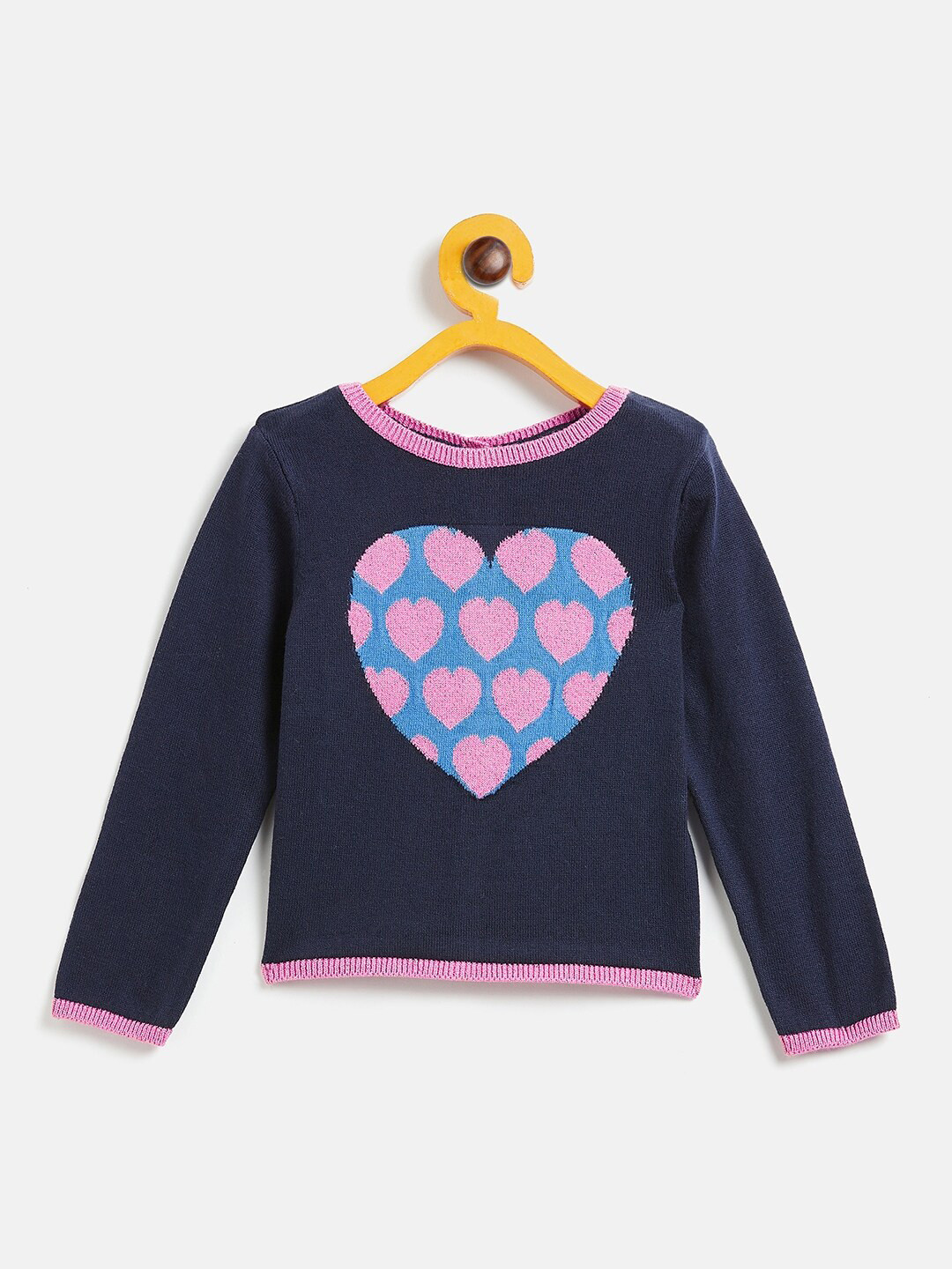 

JWAAQ Girls Navy Blue & Pink Printed Pullover