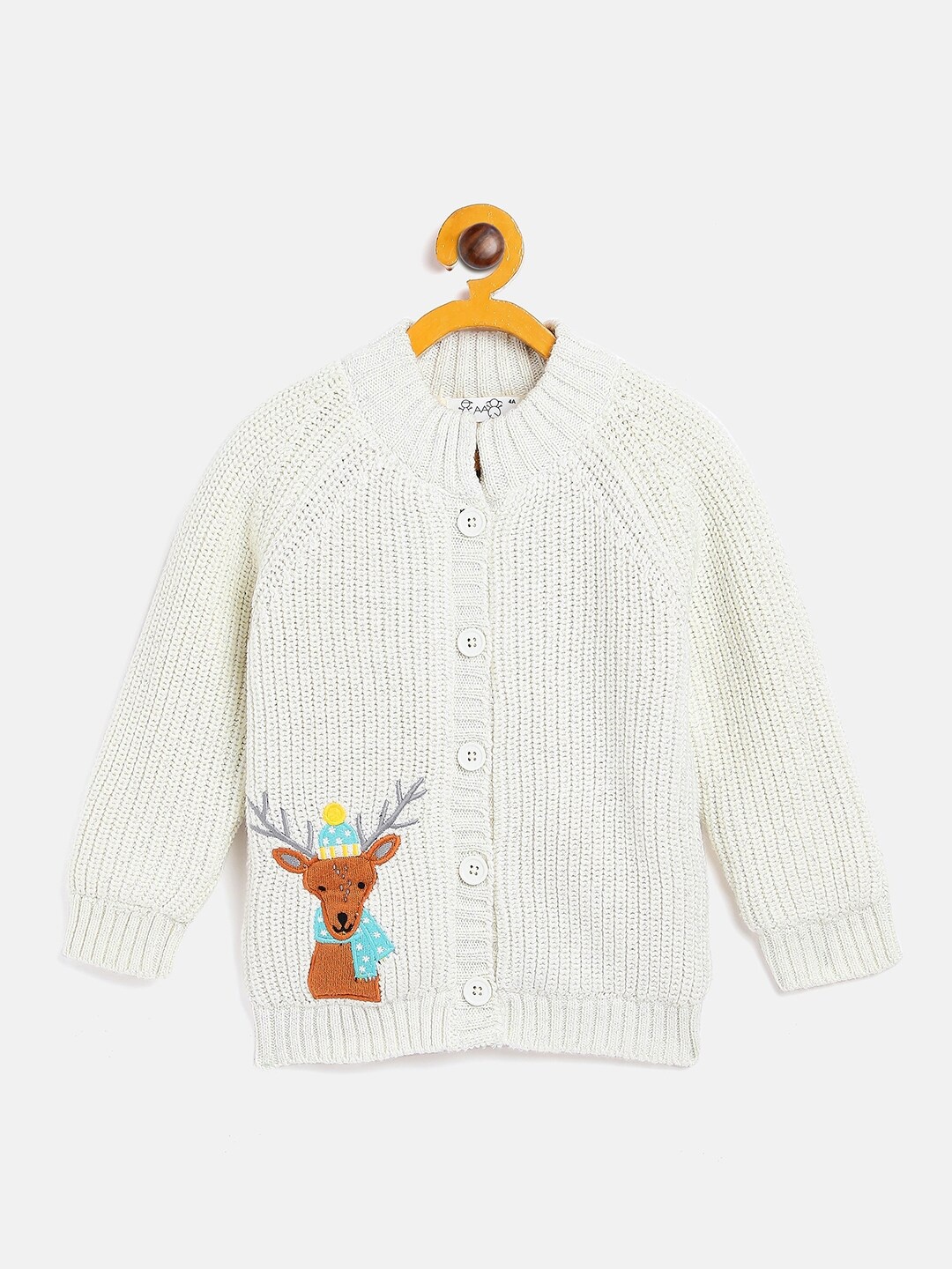

JWAAQ Girls Off White & Brown Printed Pullover