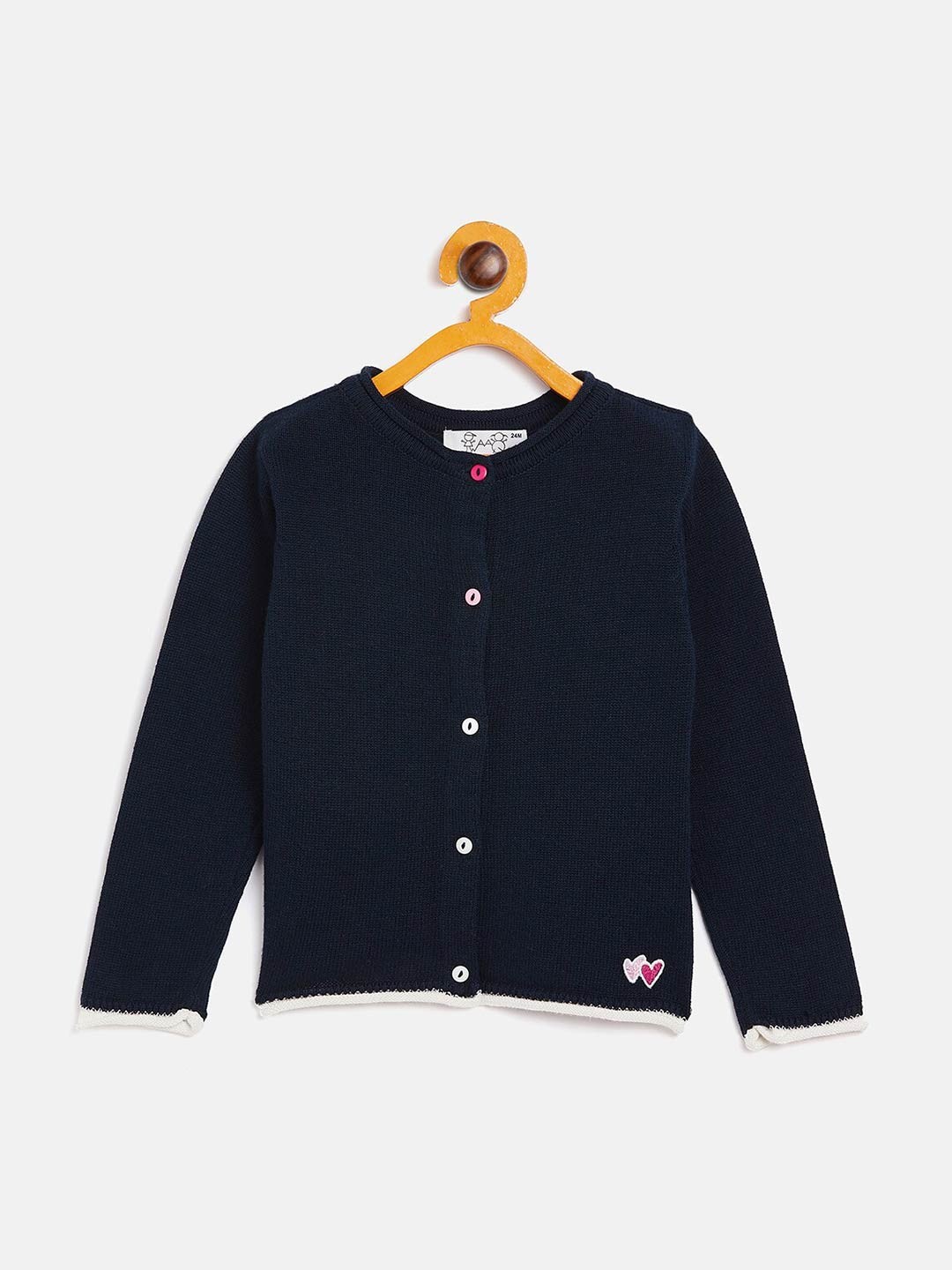 

JWAAQ Girls Navy Blue Printed Cardigan