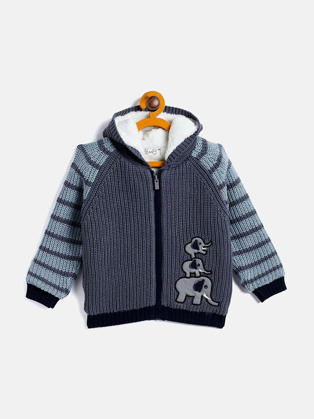 

JWAAQ Boys Grey Embroidered Printed Cardigan