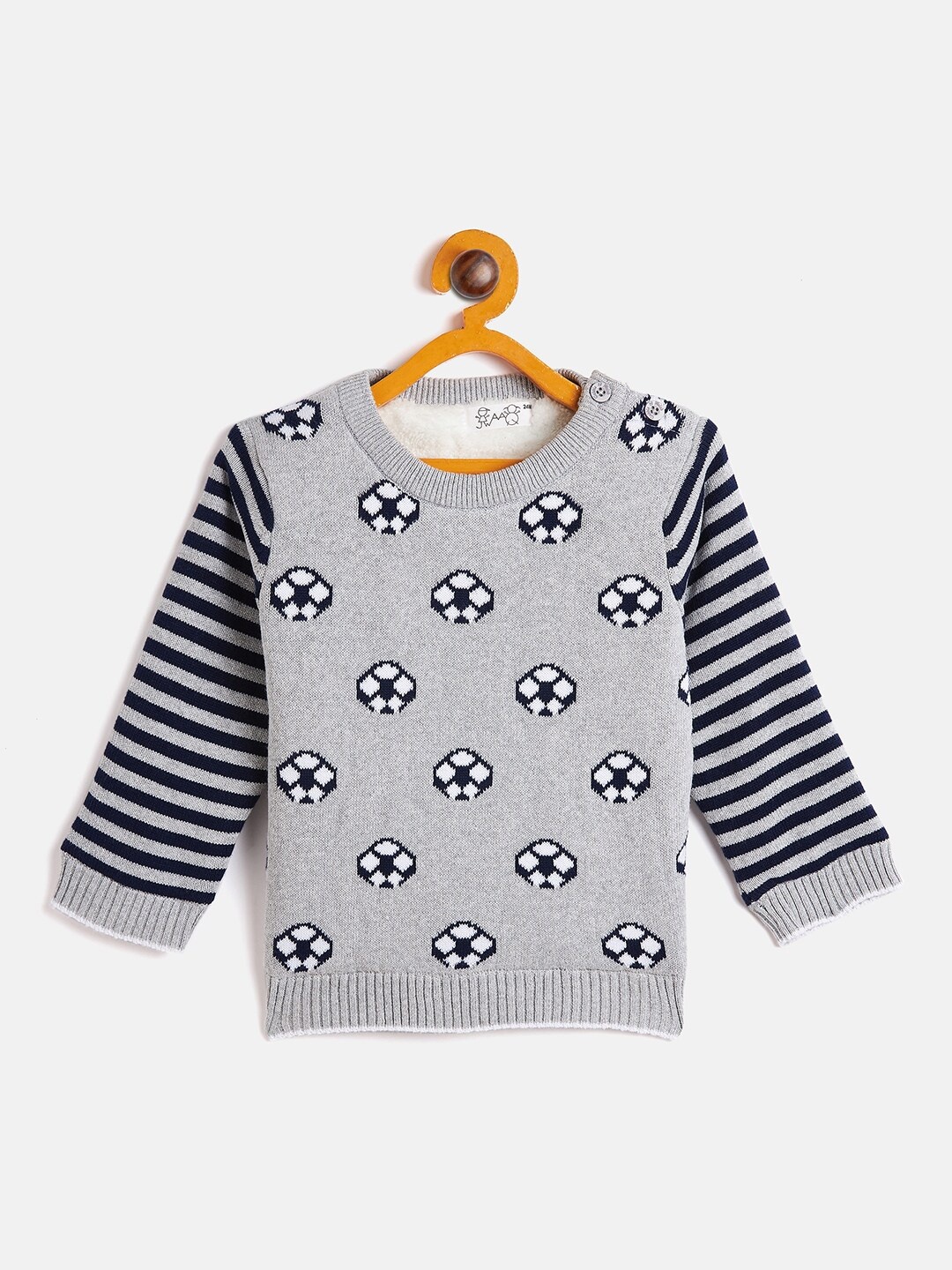 

JWAAQ Boys Grey Melange & Black Printed Pullover