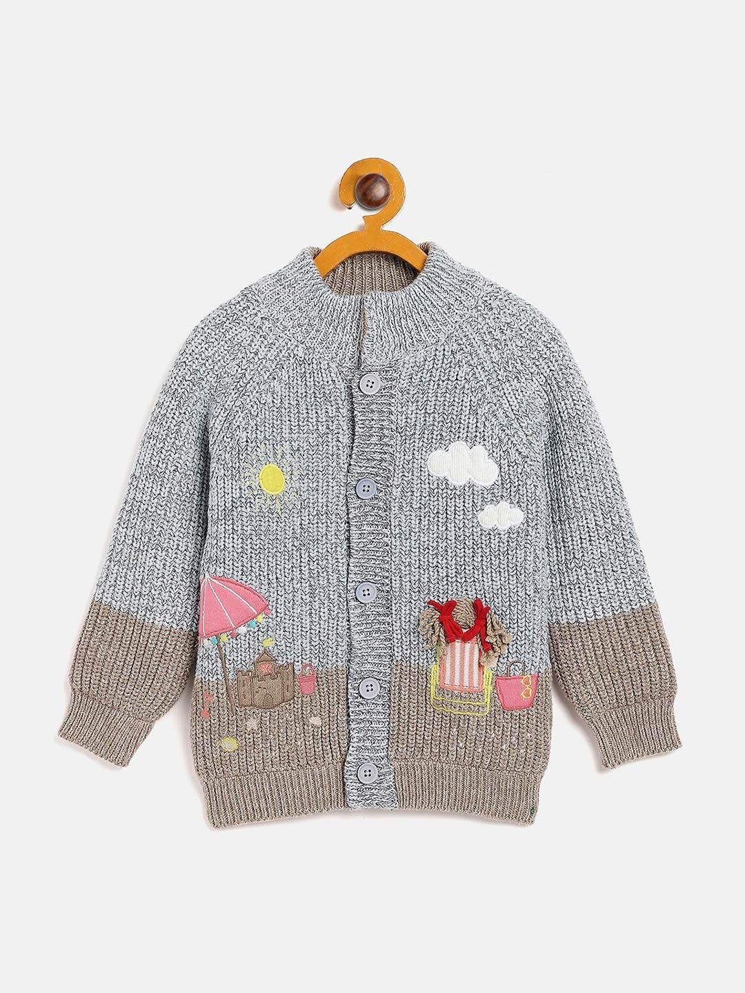 

JWAAQ Unisex Kids Blue & Yellow Printed Cardigan