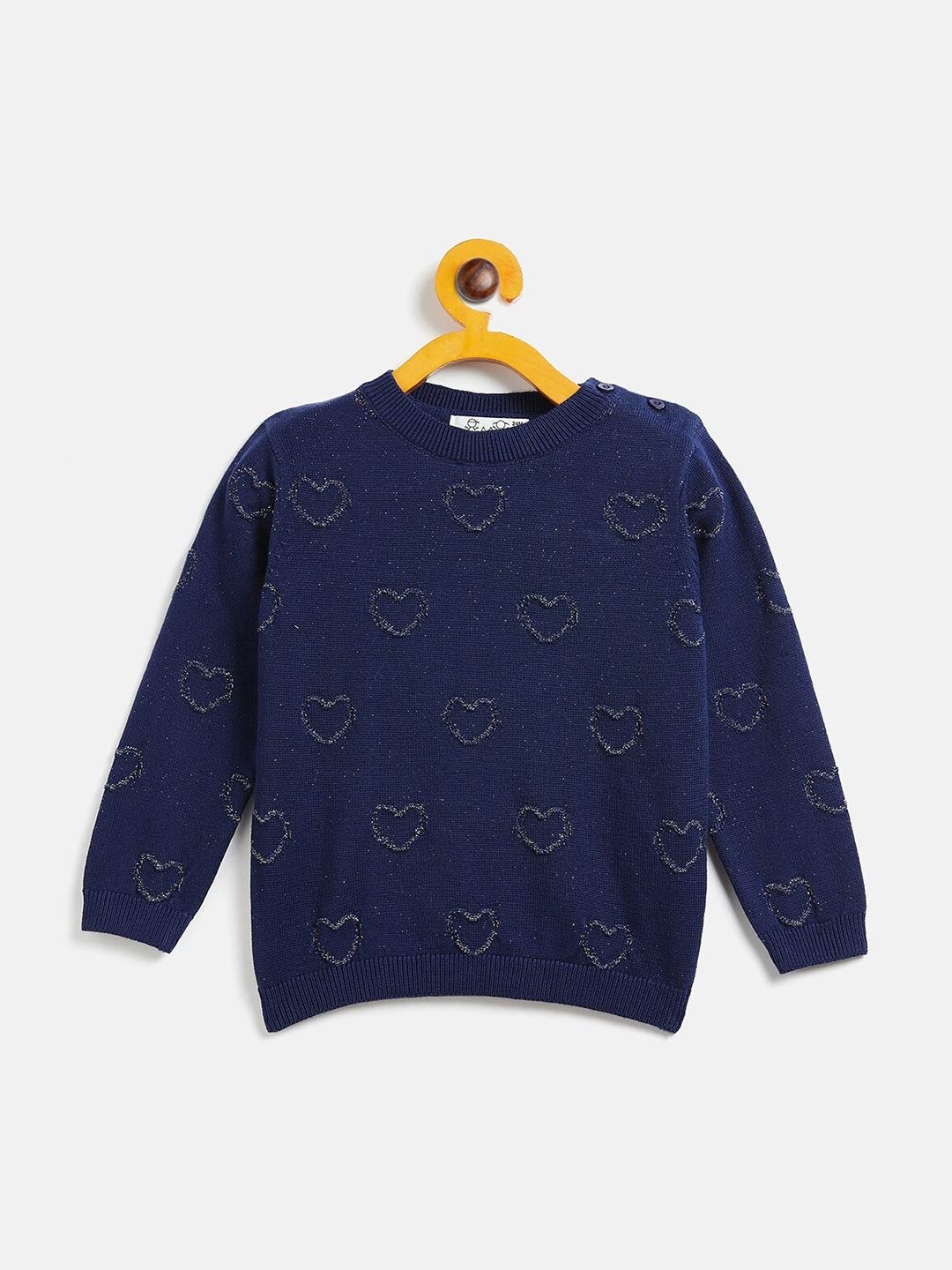 

JWAAQ Girls Navy Blue Embroidered Printed Pullover
