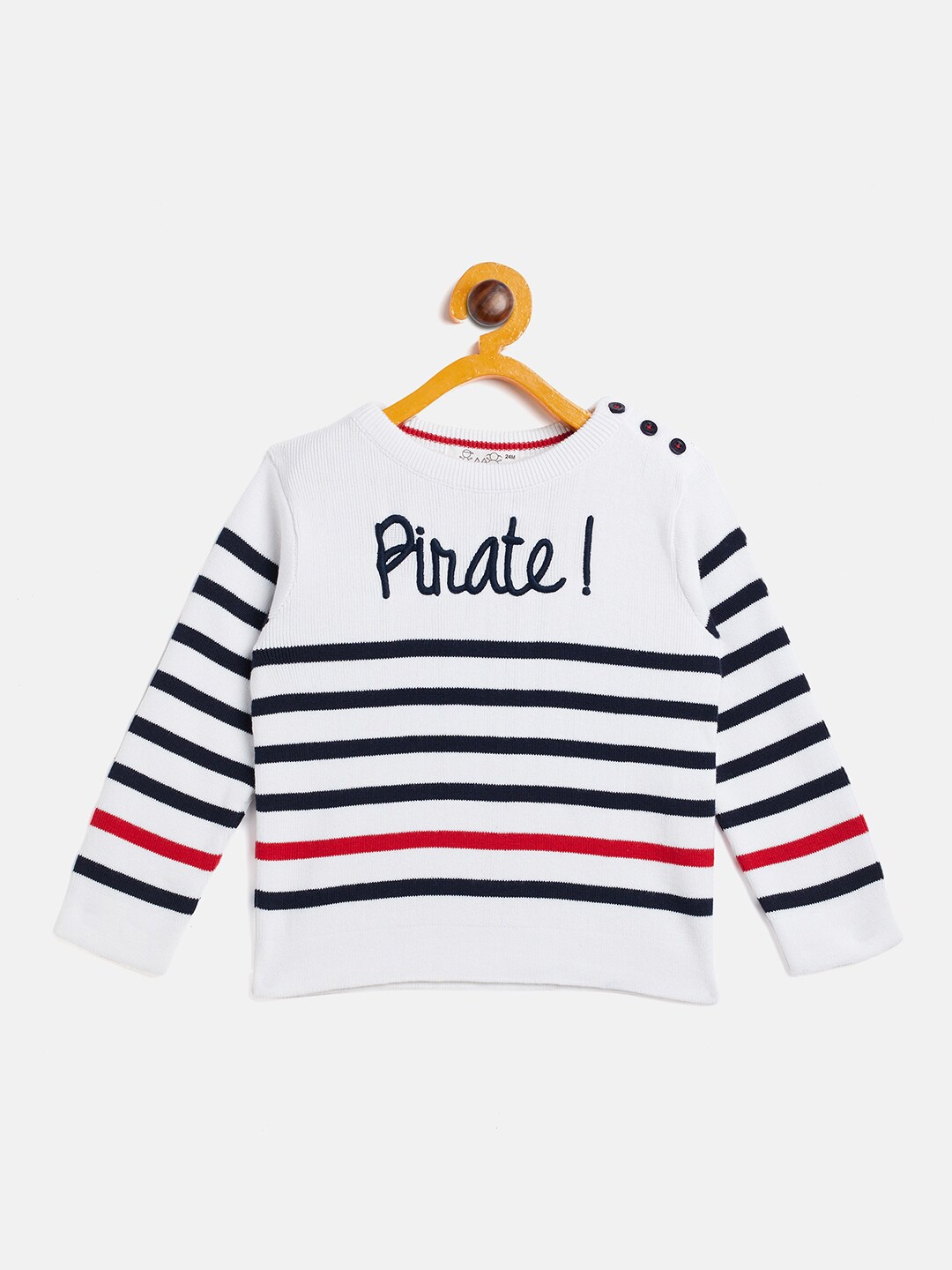 

JWAAQ Unisex Kids White & Blue Striped Pullover