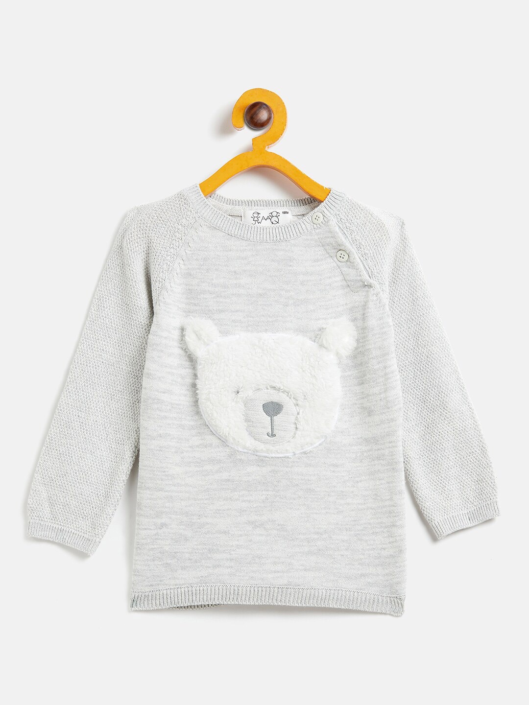 

JWAAQ Unisex Kids Grey Melange & White Printed Pullover