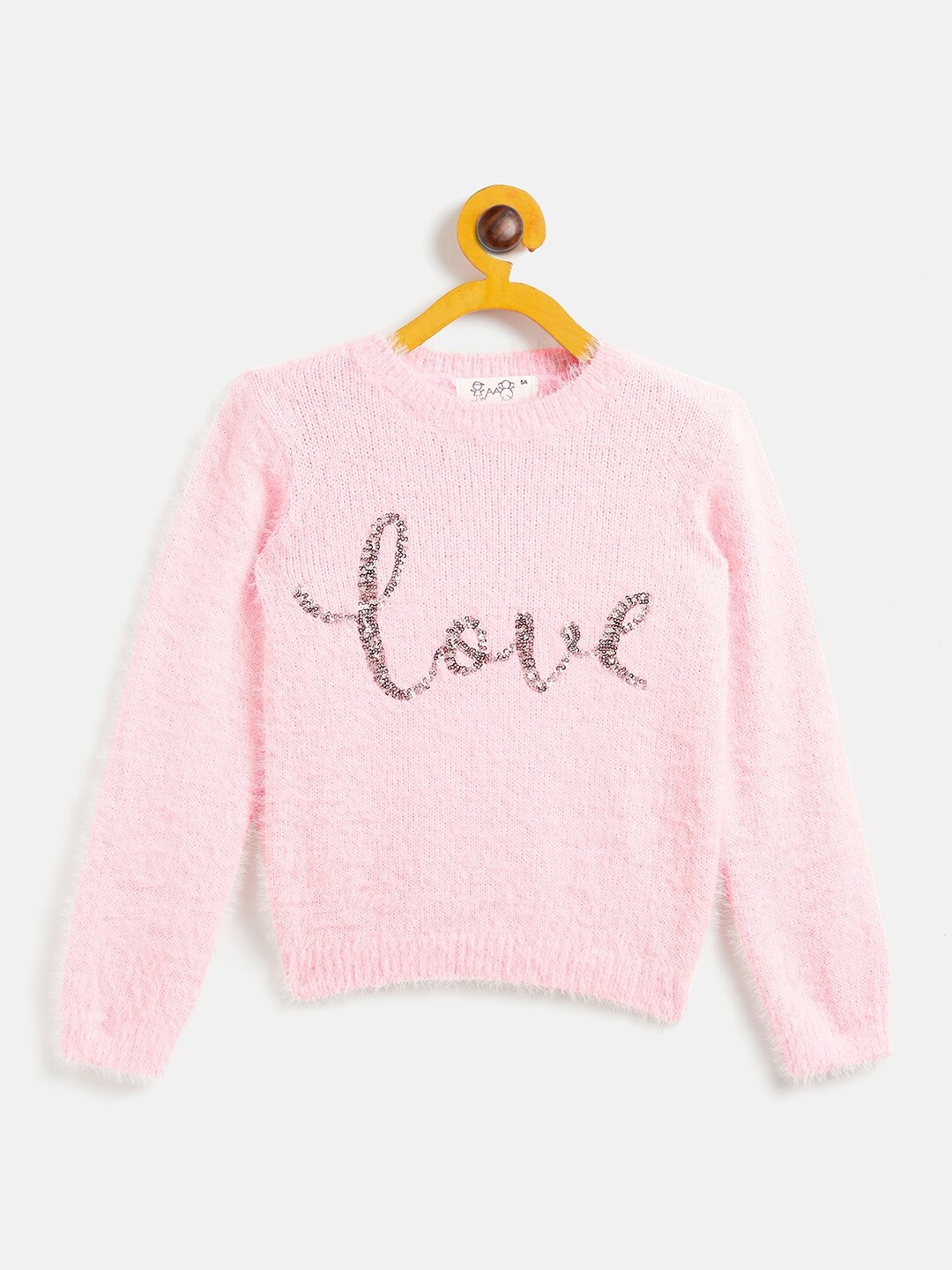 

JWAAQ Girls Pink Typography Printed Pullover with Fuzzy Detail