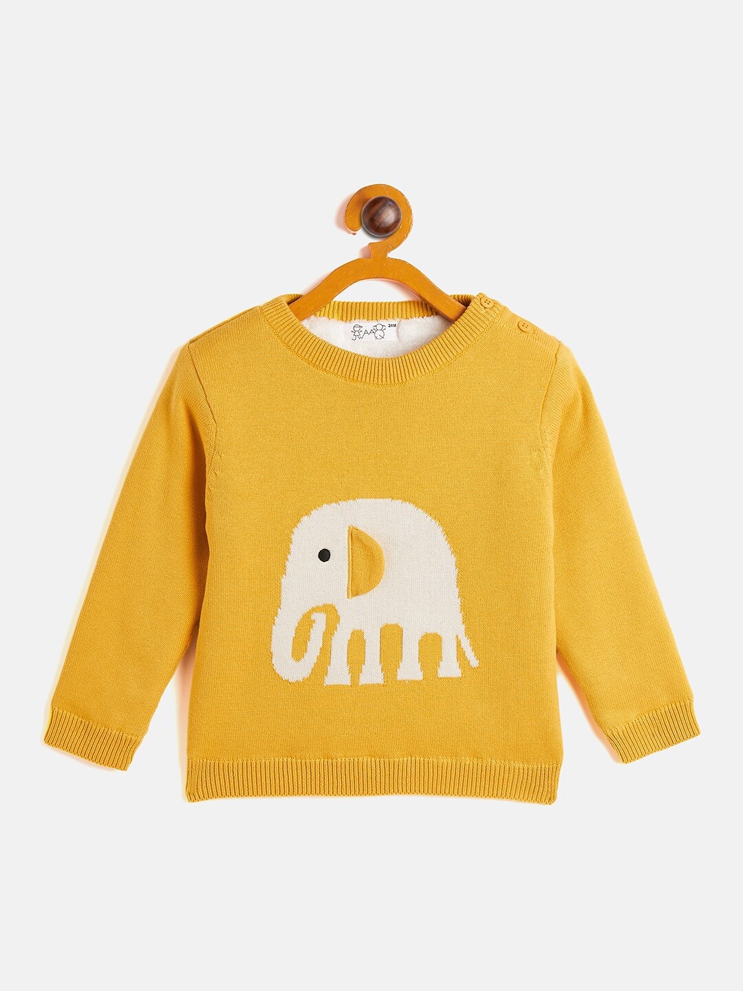

JWAAQ Unisex Kids Yellow & White Printed Pullover
