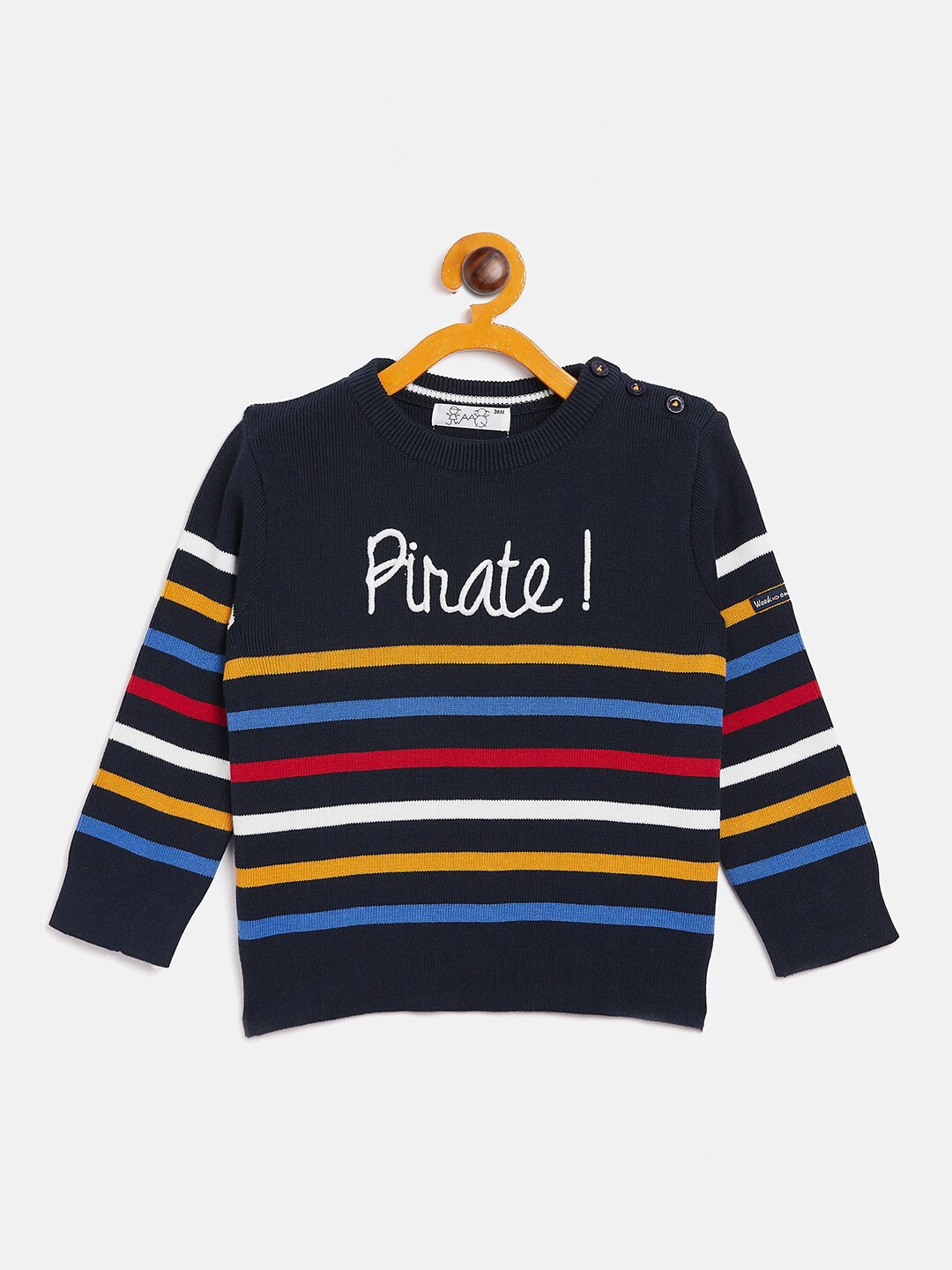 

JWAAQ Unisex Kids Black & Blue Striped Pullover