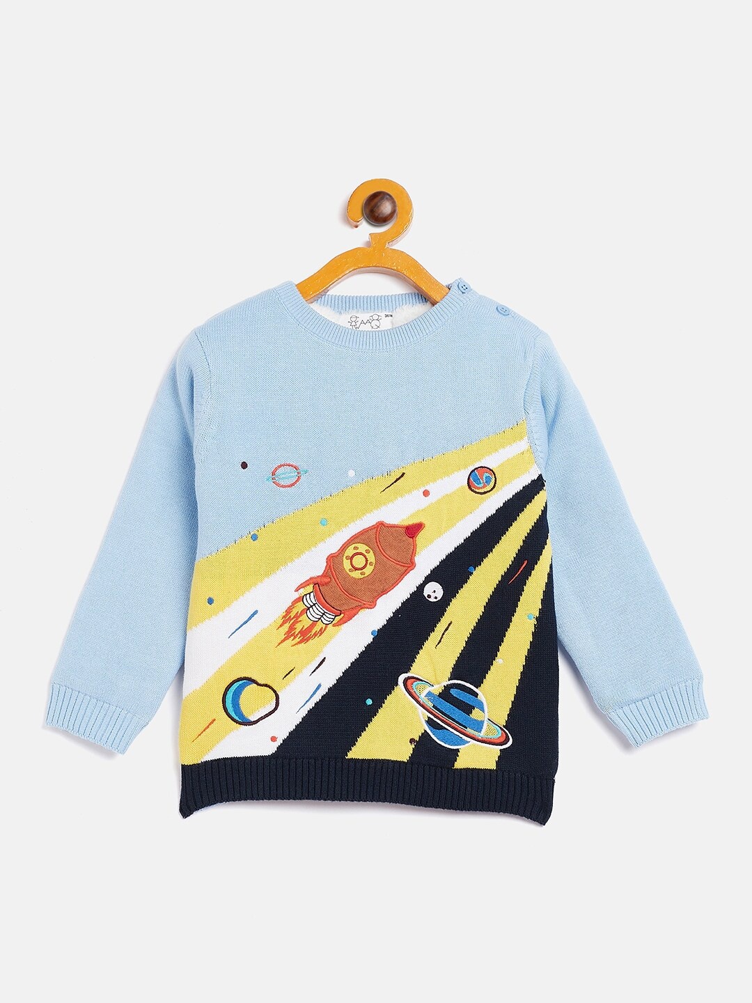 

JWAAQ Unisex Kids Blue & Yellow Printed Pullover